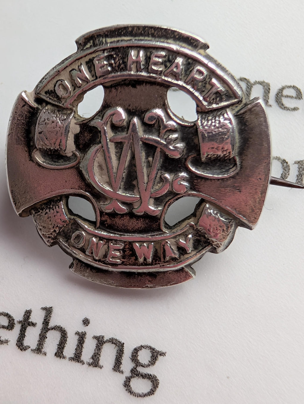 Antique Sterling Silver Wesley Guild Brooch, 1926 Birmingham Hallmark Methodist Badge, One Heart One Way Maltese Cross Pin, Fraternal __etsy:8168293329