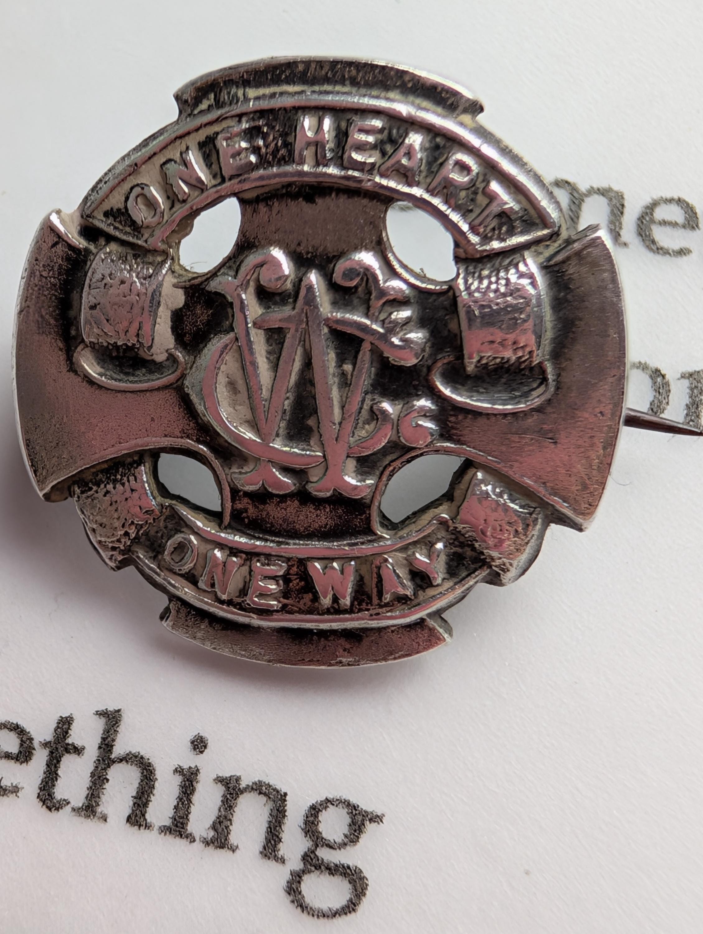 Antique Sterling Silver Wesley Guild Brooch, 1926 Birmingham Hallmark Methodist Badge, One Heart One Way Maltese Cross Pin, Fraternal __etsy:8168293329