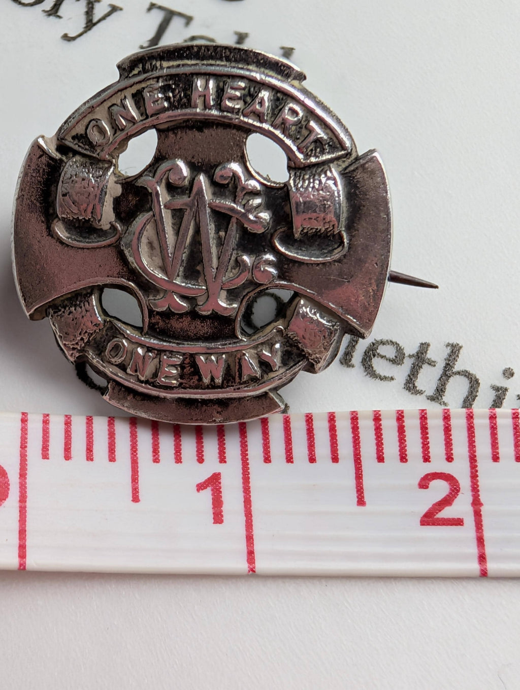Antique Sterling Silver Wesley Guild Brooch, 1926 Birmingham Hallmark Methodist Badge, One Heart One Way Maltese Cross Pin, Fraternal __etsy:8168293291