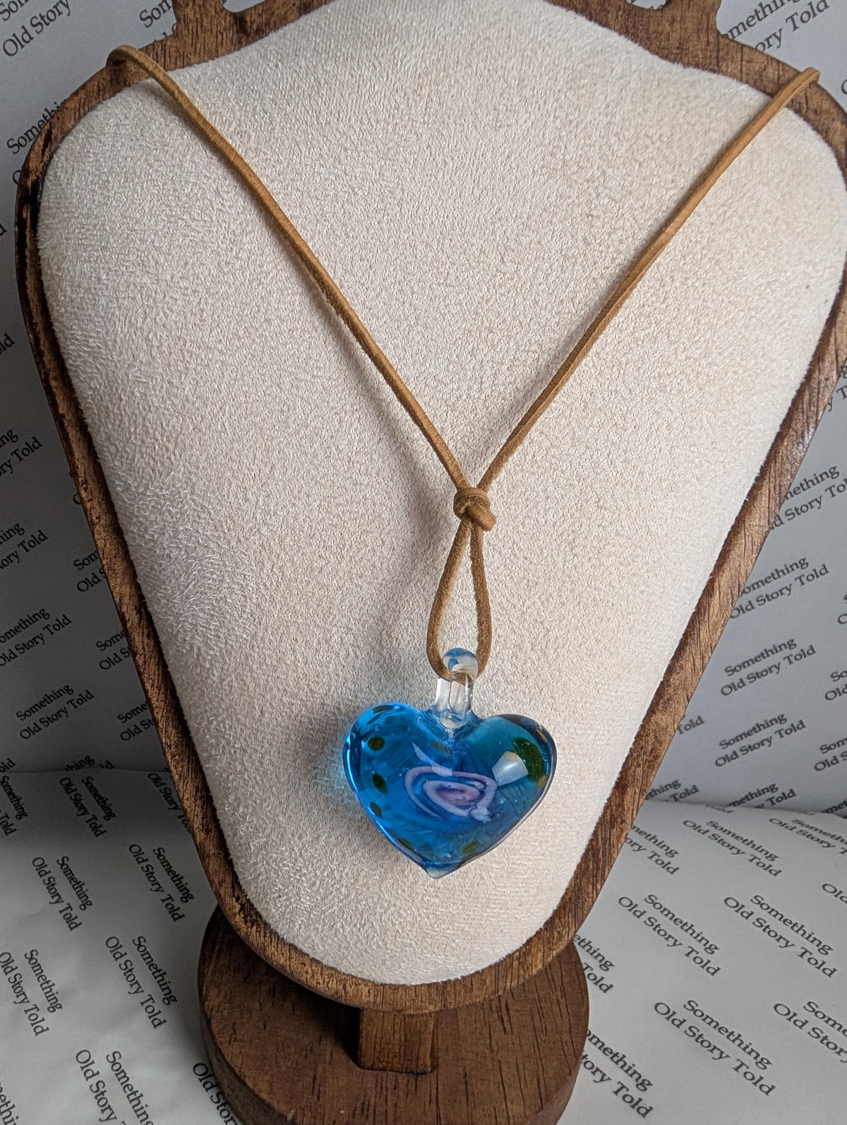 Murano Style Blue Glass Heart Pendant Necklace, Hand Blown Aqua Glass Heart Charm, Beachy Coastal Boho Jewelry, Romantic Gift for Her __etsy:8175877917