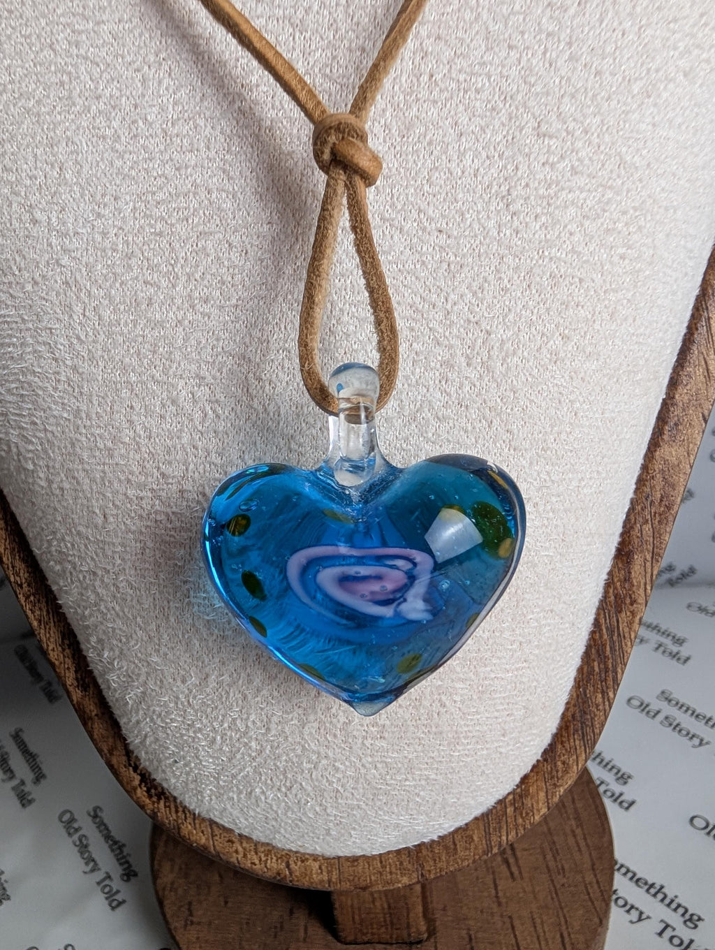 Murano Style Blue Glass Heart Pendant Necklace, Hand Blown Aqua Glass Heart Charm, Beachy Coastal Boho Jewelry, Romantic Gift for Her __etsy:8127964886