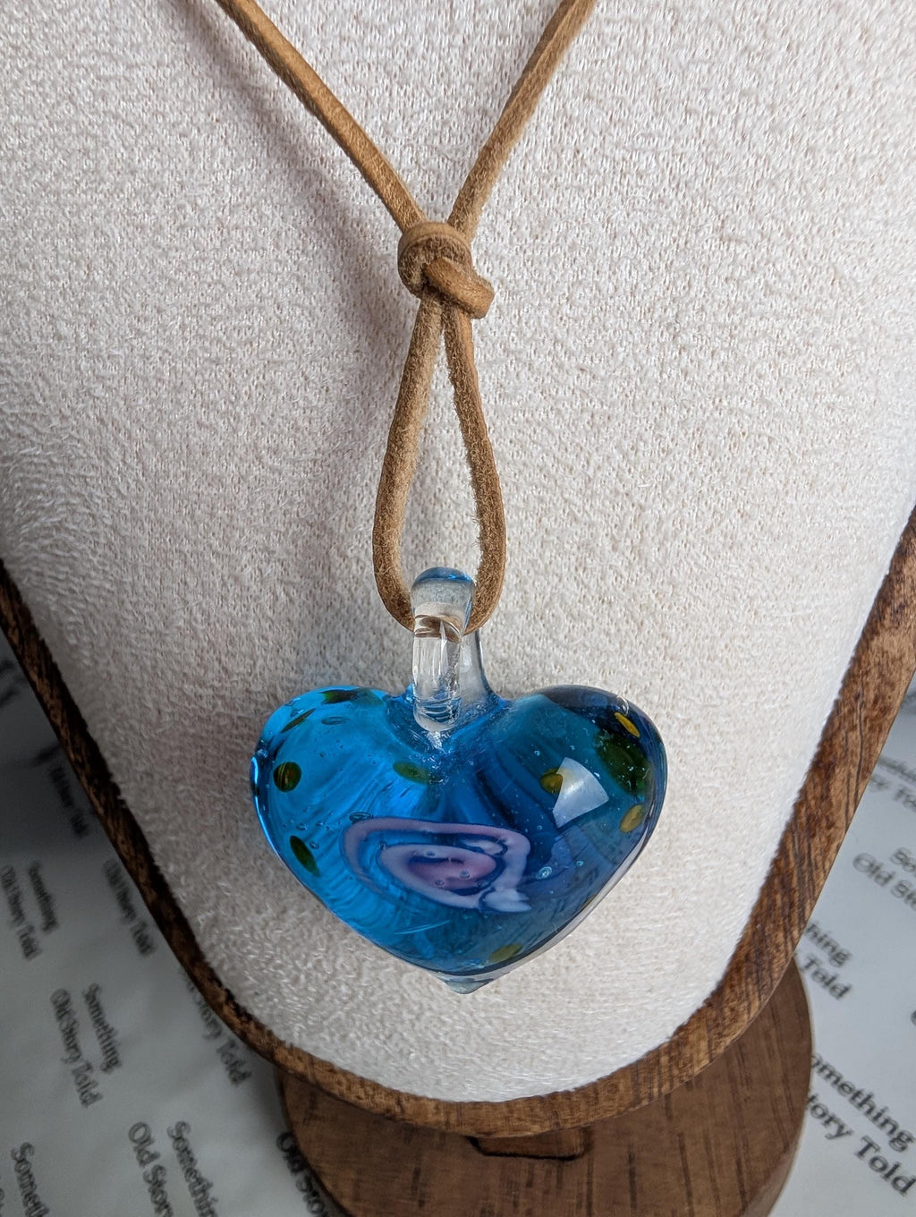 Murano Style Blue Glass Heart Pendant Necklace, Hand Blown Aqua Glass Heart Charm, Beachy Coastal Boho Jewelry, Romantic Gift for Her __etsy:8127964894