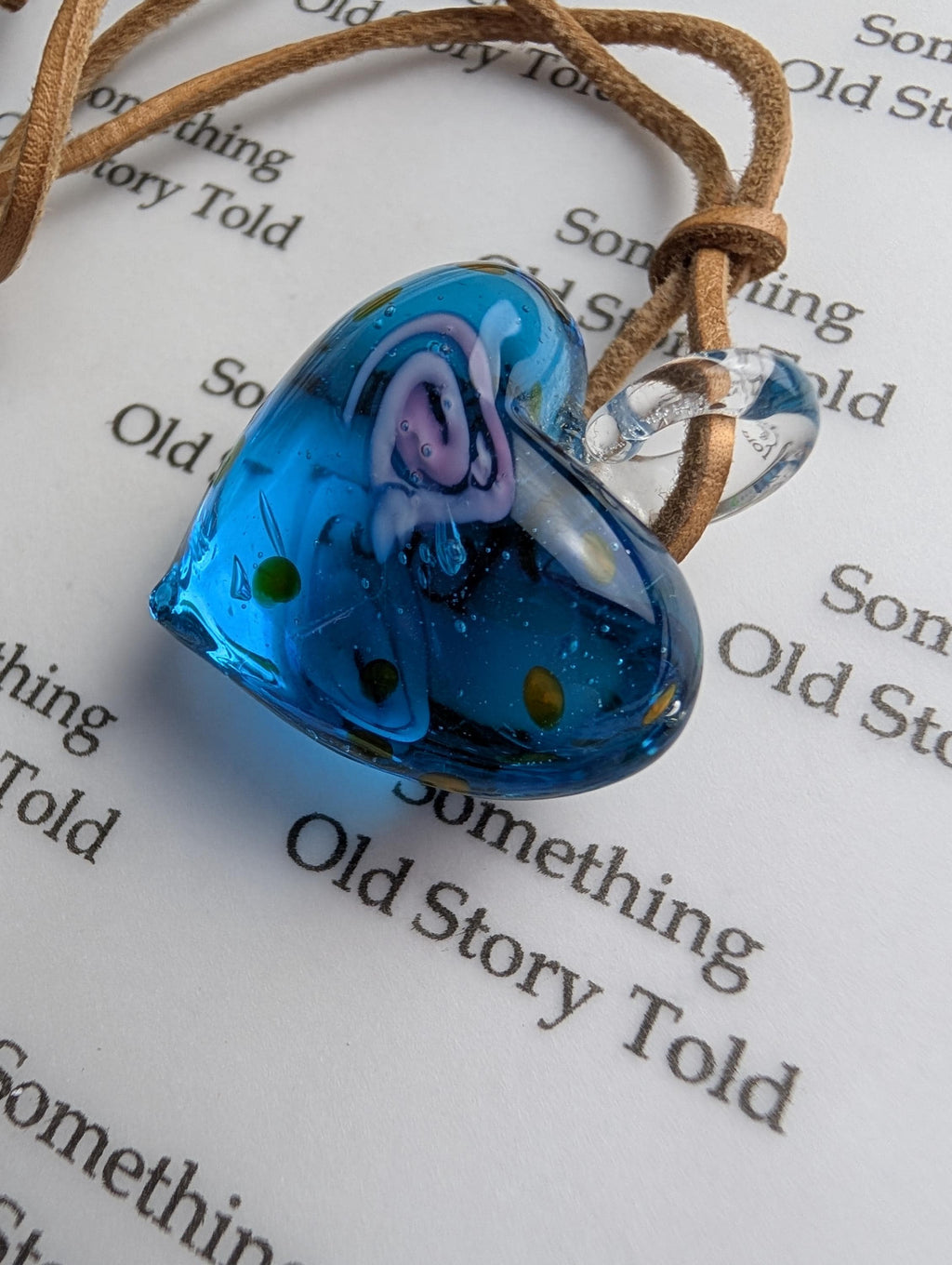 Murano Style Blue Glass Heart Pendant Necklace, Hand Blown Aqua Glass Heart Charm, Beachy Coastal Boho Jewelry, Romantic Gift for Her __etsy:8175877925