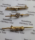 Set of 3 Vintage Gold Tone Bar Brooches | Faux Pearl Crystal Lapel Pins __etsy:8032832351