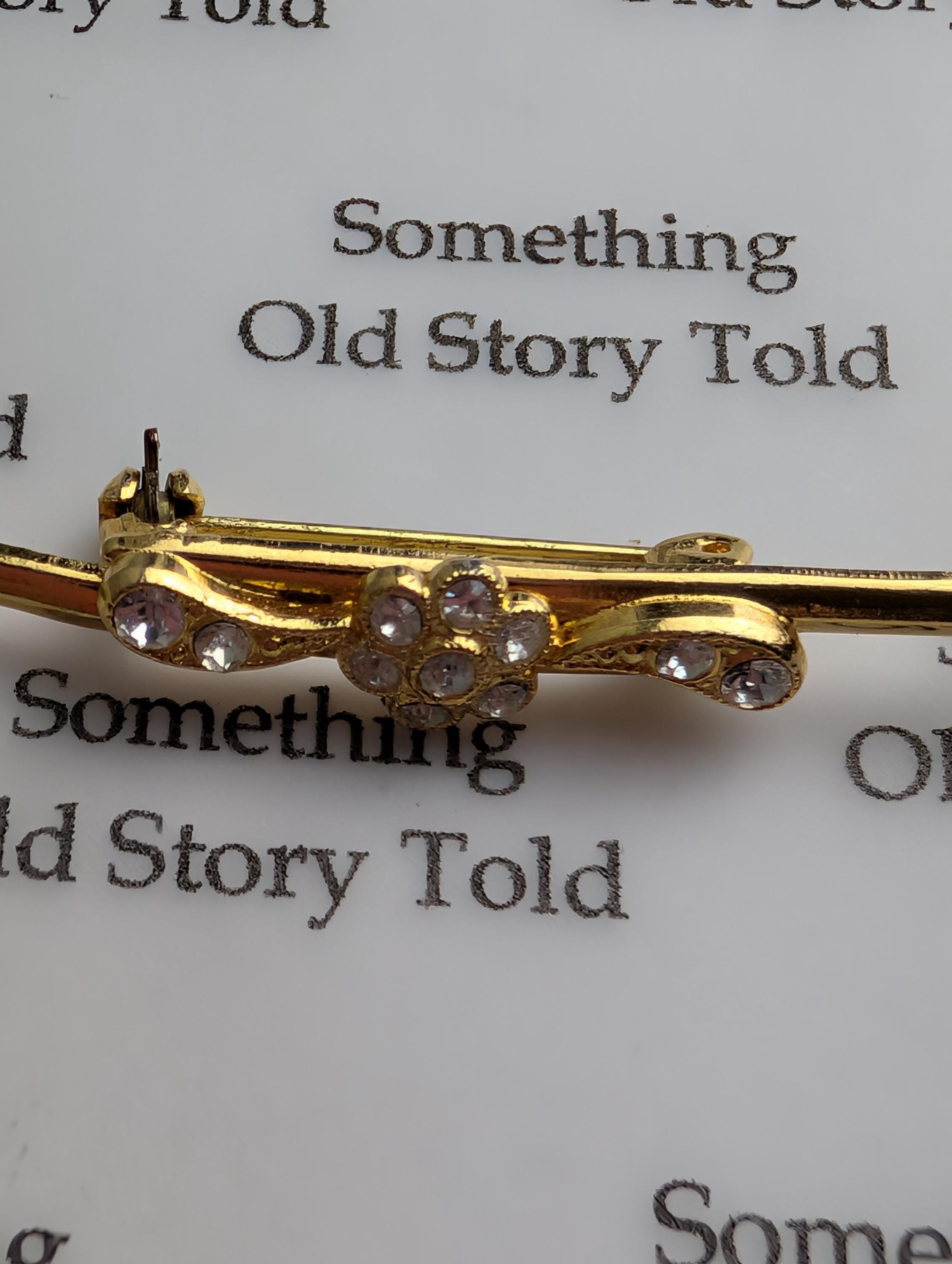 Set of 3 Vintage Gold Tone Bar Brooches | Faux Pearl Crystal Lapel Pins __etsy:7984891322