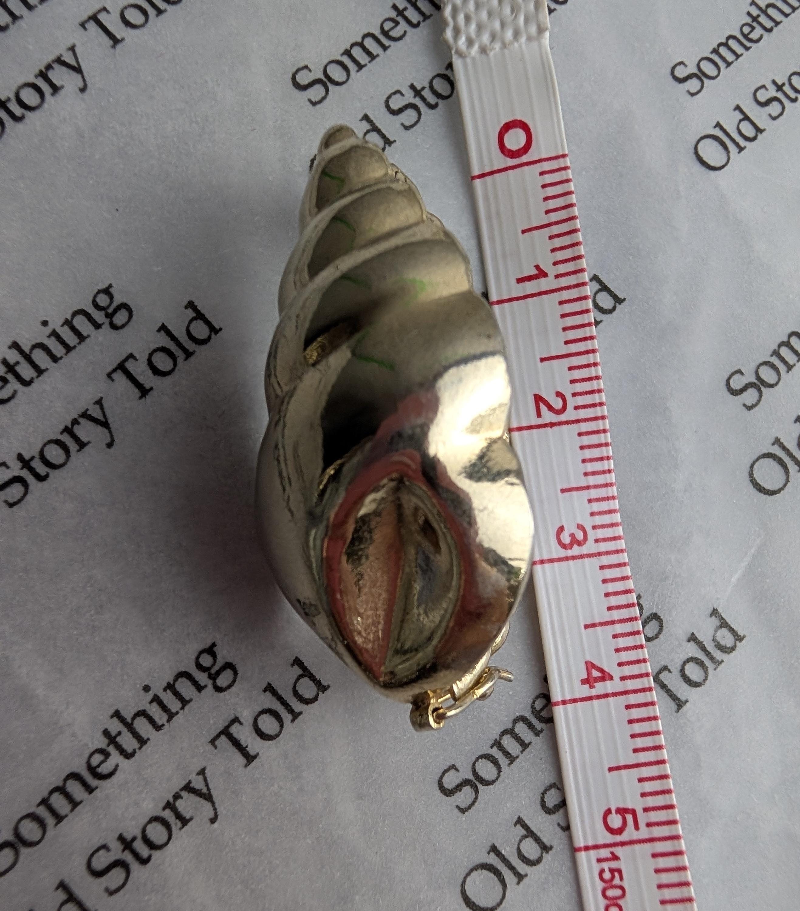 Vintage Gold Tone Cherry Brooch, Sculptural Seashell Pin, 1970s Retro Nature Jewelry __etsy:7957321182