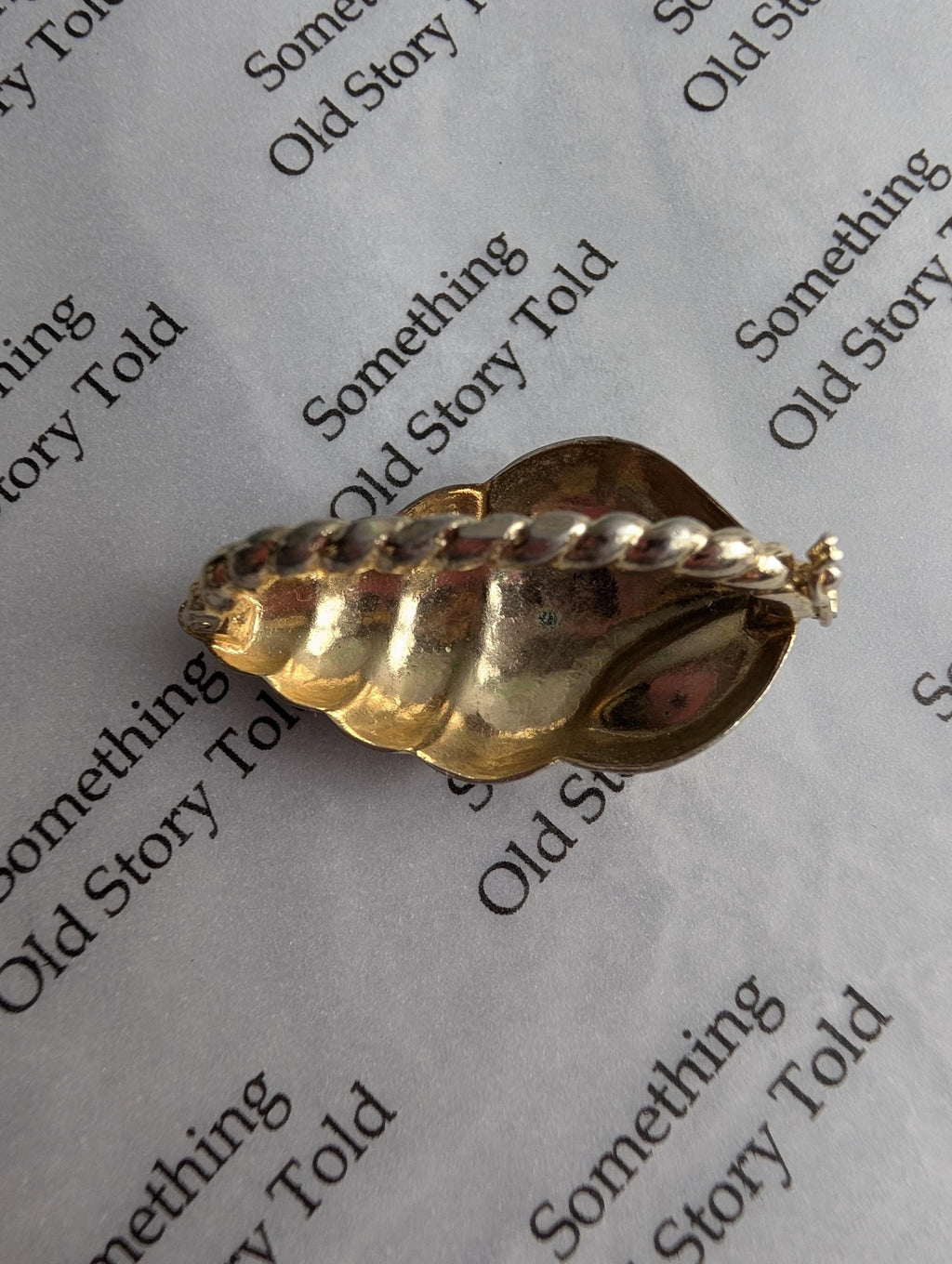 Vintage Gold Tone Cherry Brooch, Sculptural Seashell Pin, 1970s Retro Nature Jewelry __etsy:8005281261