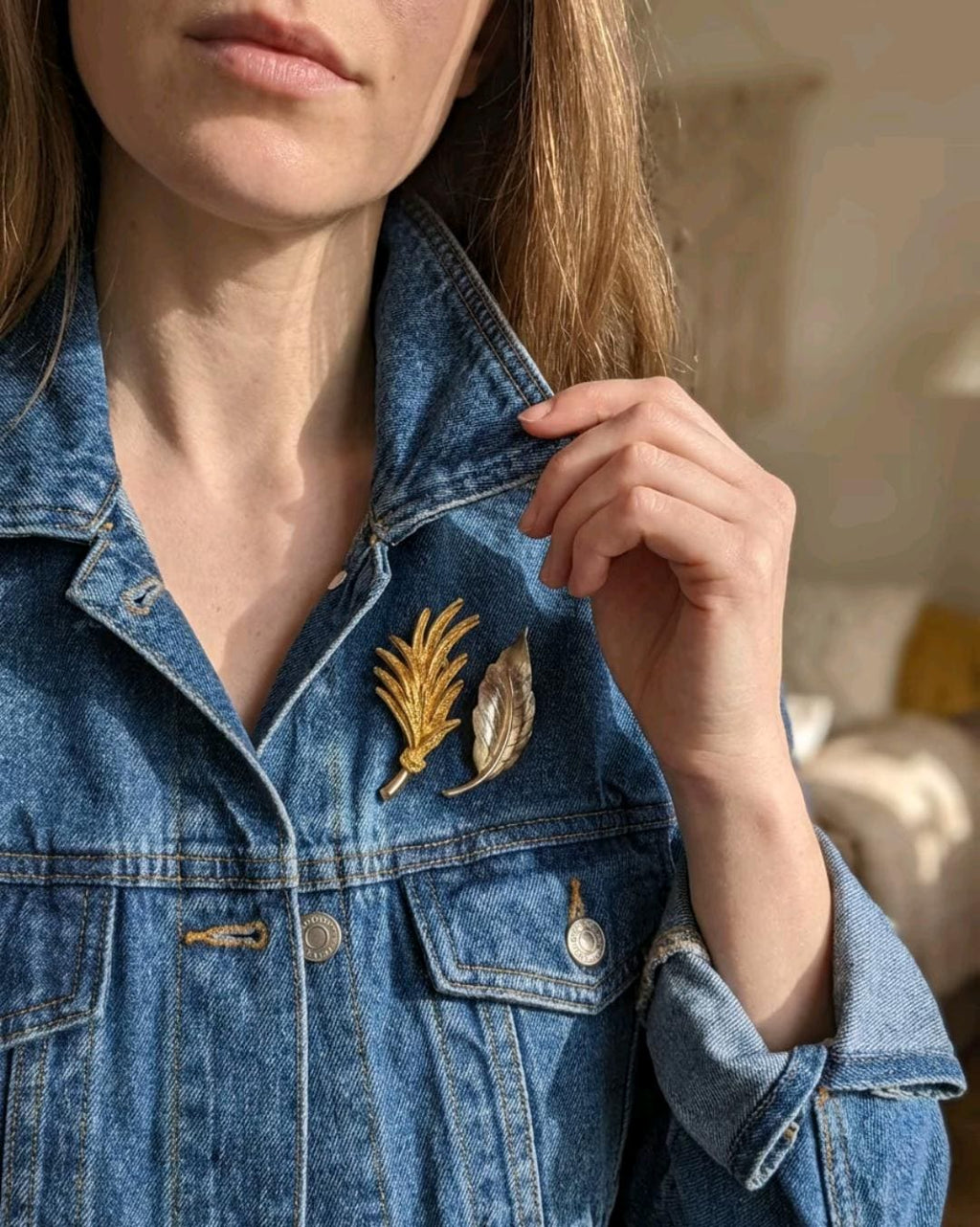Vintage Gold Tone Leaf & Feather Brooch Set – Avon, La Redoute Costume Jewelry __etsy:7934960848