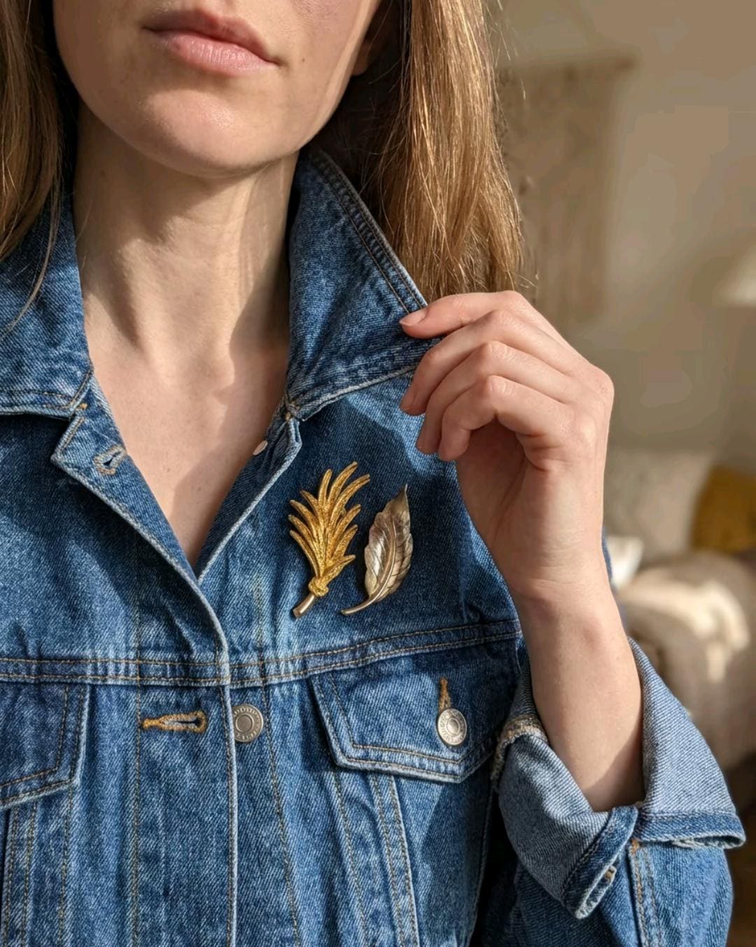 Vintage Gold Tone Leaf & Feather Brooch Set – Avon, La Redoute Costume Jewelry __etsy:7934960848