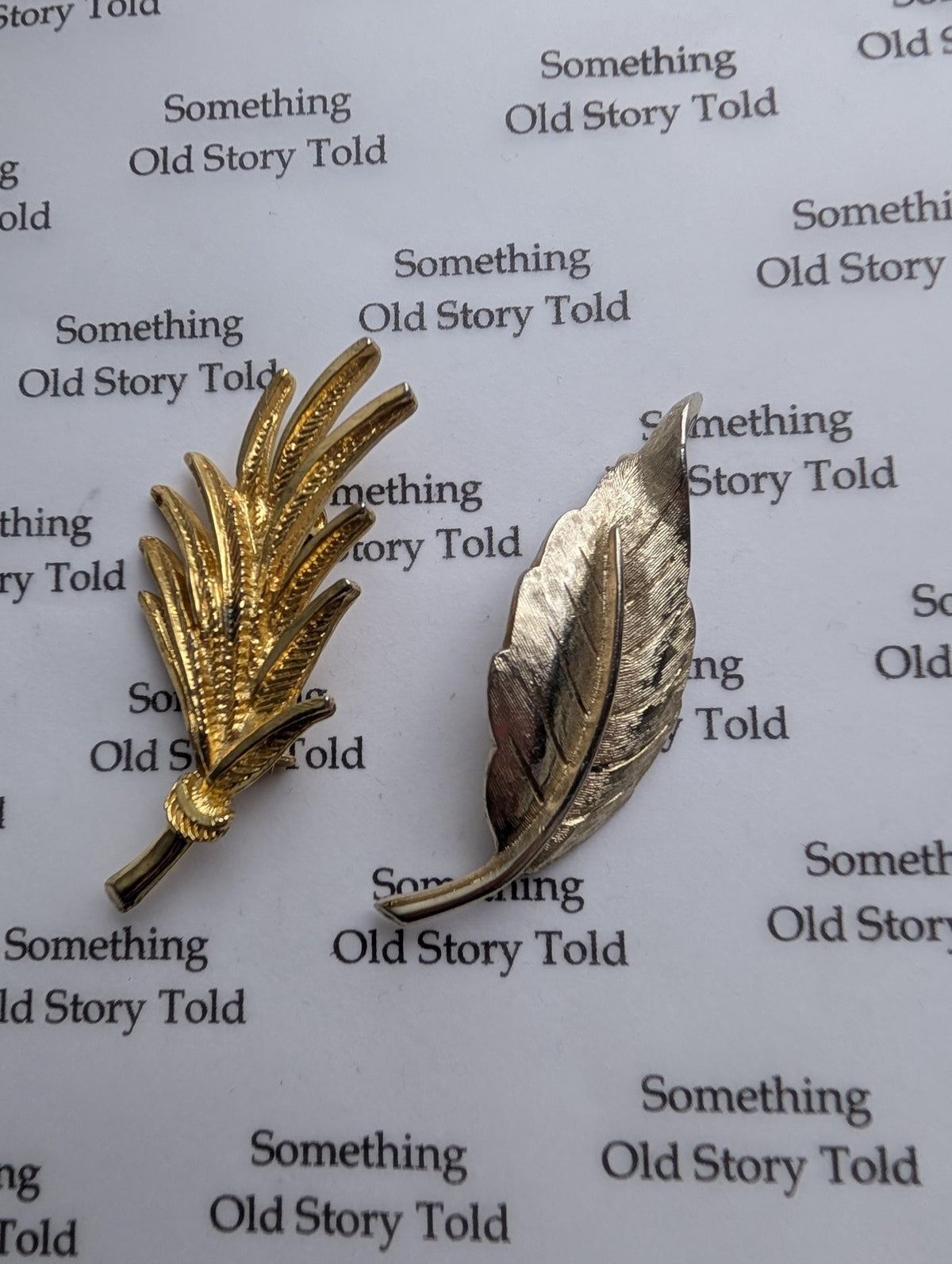 Vintage Gold Tone Leaf & Feather Brooch Set – Avon, La Redoute Costume Jewelry __etsy:7982917087