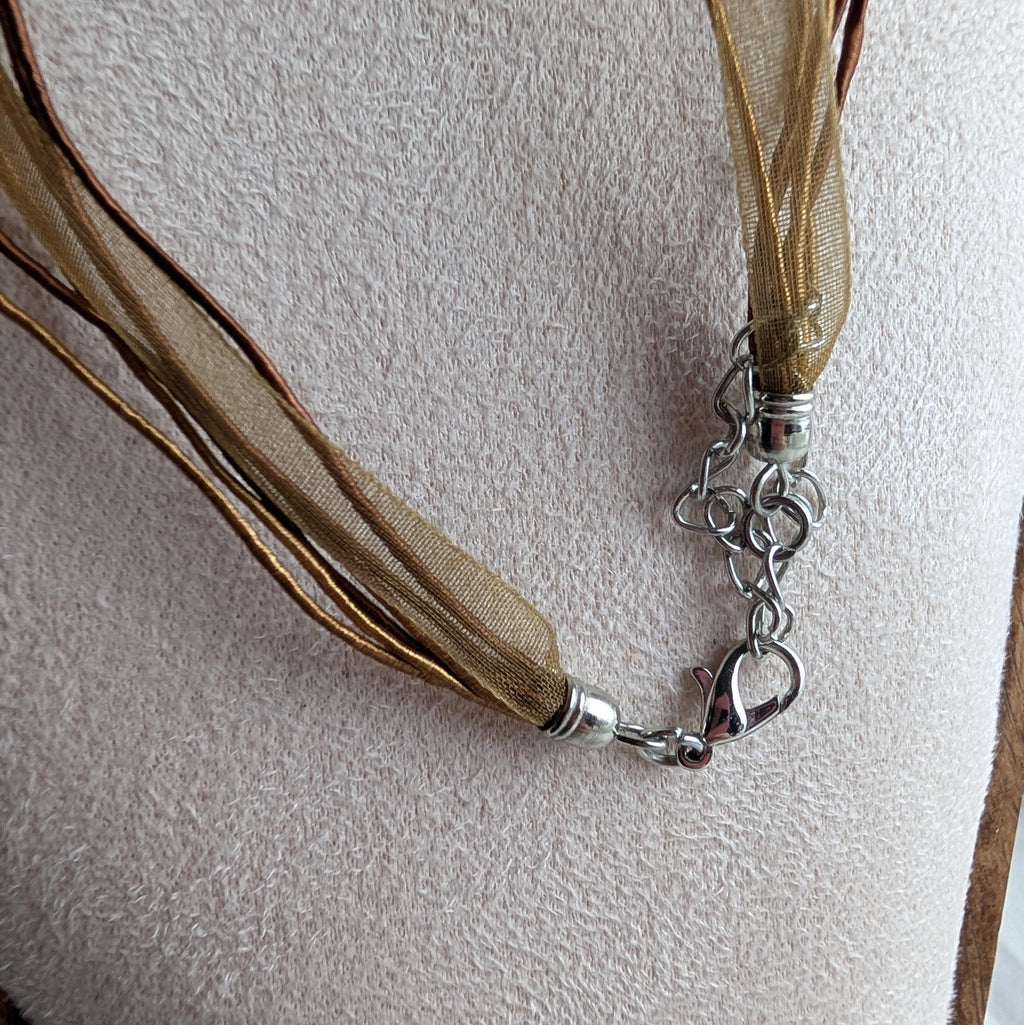 Vintage Murano Style Glass Heart Pendant Necklace, Y2K Aventurine Lampwork, Boho Ribbon Choker __etsy:8140298223