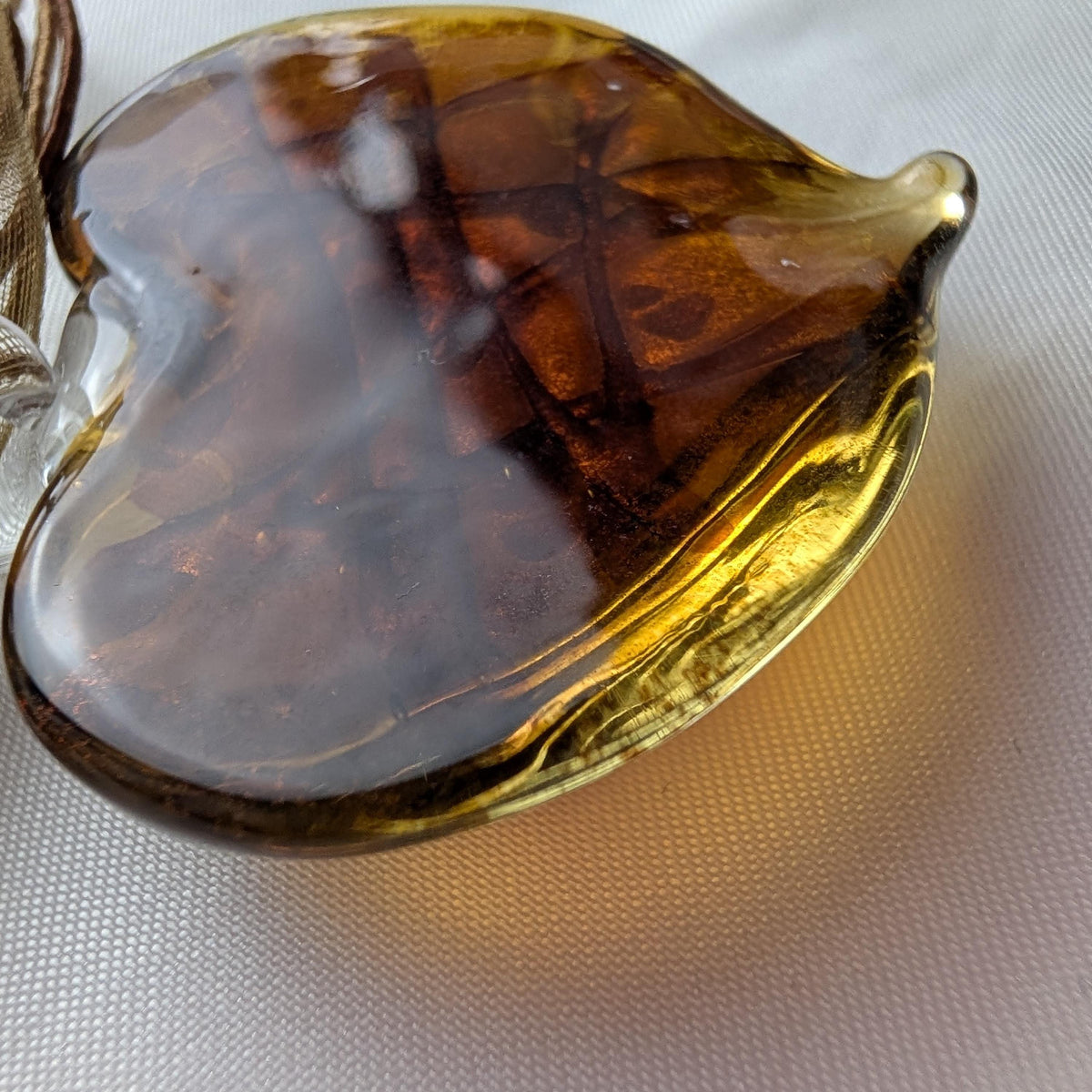 Vintage Murano Style Glass Heart Pendant Necklace, Y2K Aventurine Lampwork, Boho Ribbon Choker __etsy:8140298183