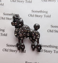 Vintage Rhinestone Poodle Brooch, Gunmetal Smoky Crystal Dog Pin __etsy:8076603529