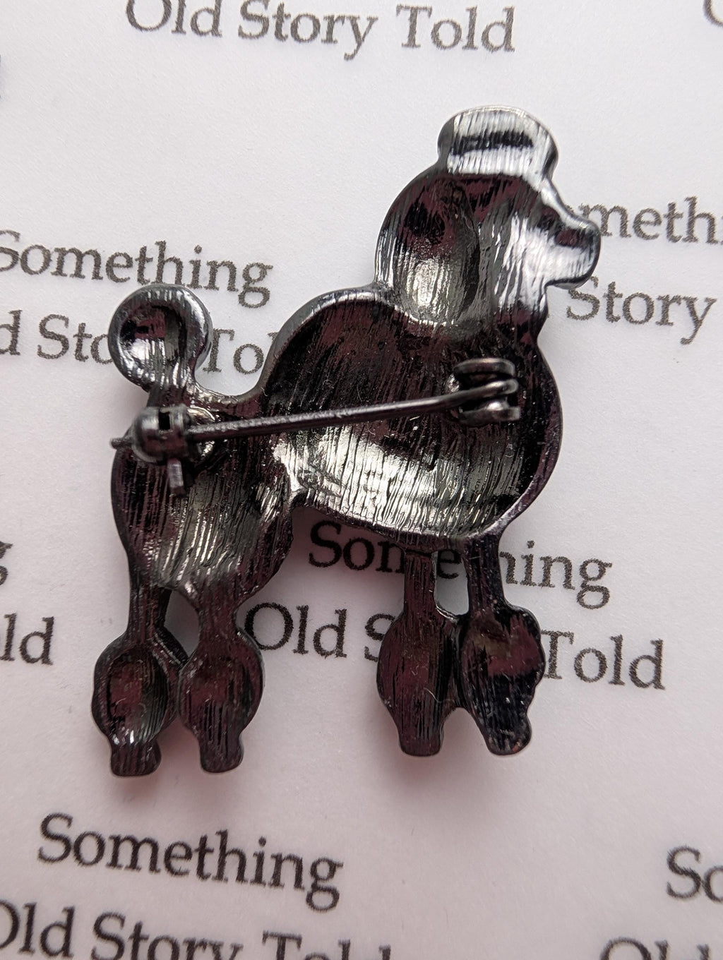 Vintage Rhinestone Poodle Brooch, Gunmetal Smoky Crystal Dog Pin __etsy:8076603551