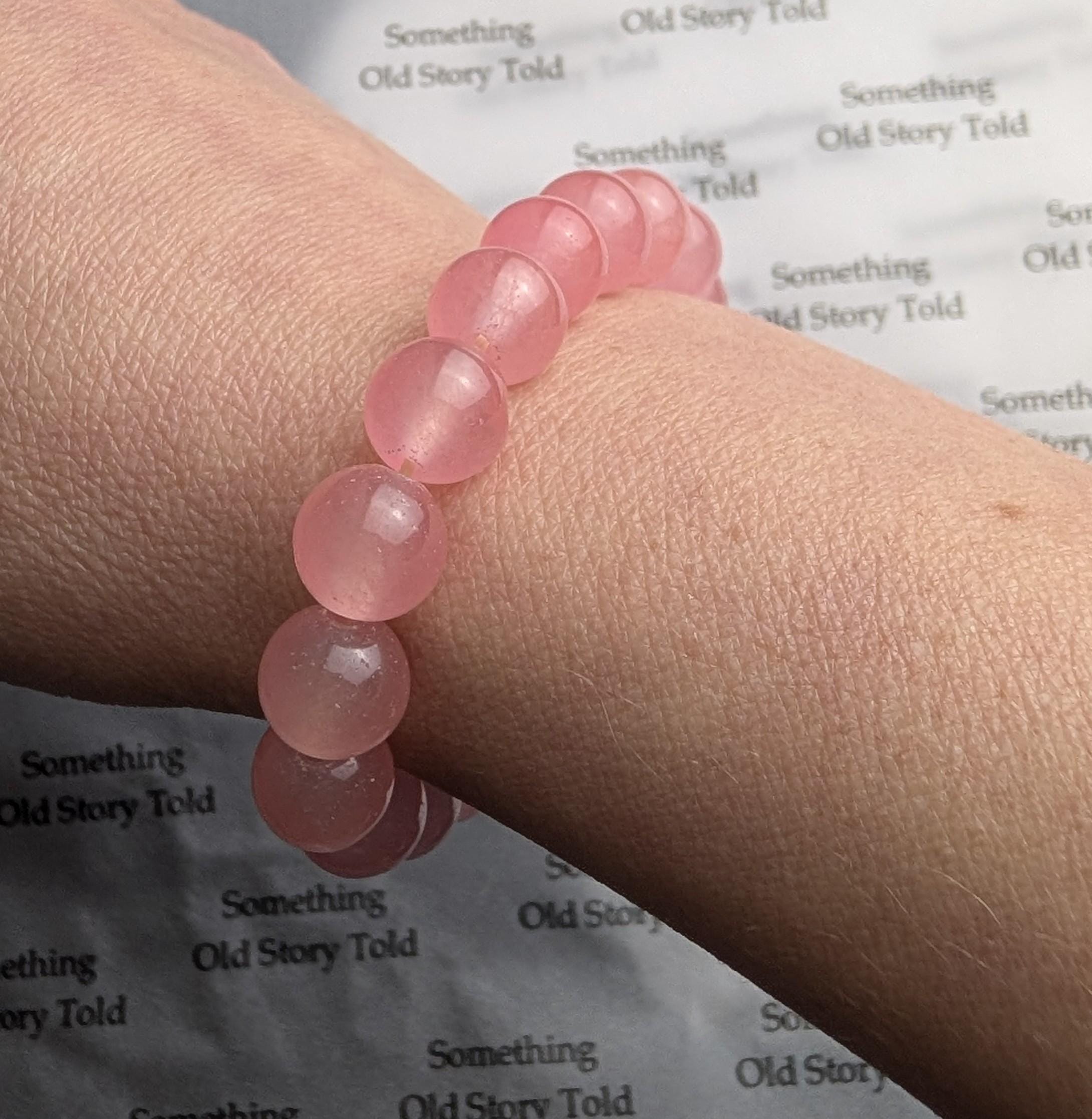 Vintage Rose Pink Glass Bead Bracelet – 80s 90s Translucent Pastel Bracelet __etsy:8017802176