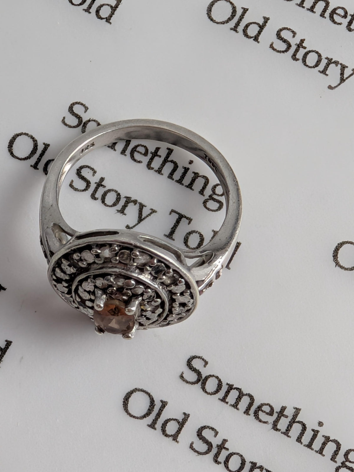 Vintage Sterling Silver Smoky Quartz Halo Ring | Ornate Oval Gemstone Cocktail Ring __etsy:8103563341
