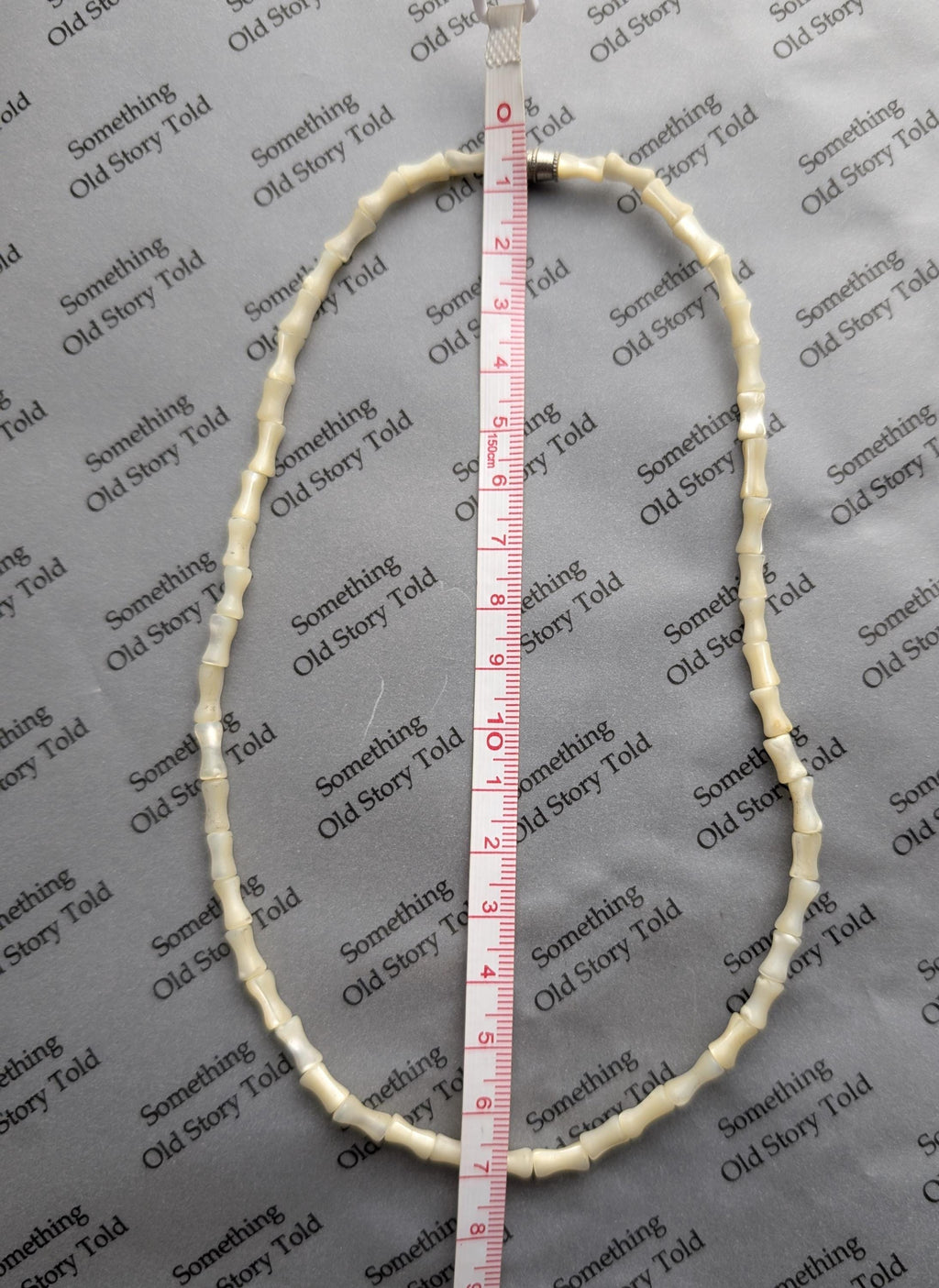 Vintage 1950s Mother of Pearl Necklace | Carved Shell Bar Beads | Mid Century Nautical Choker __etsy:7998342188