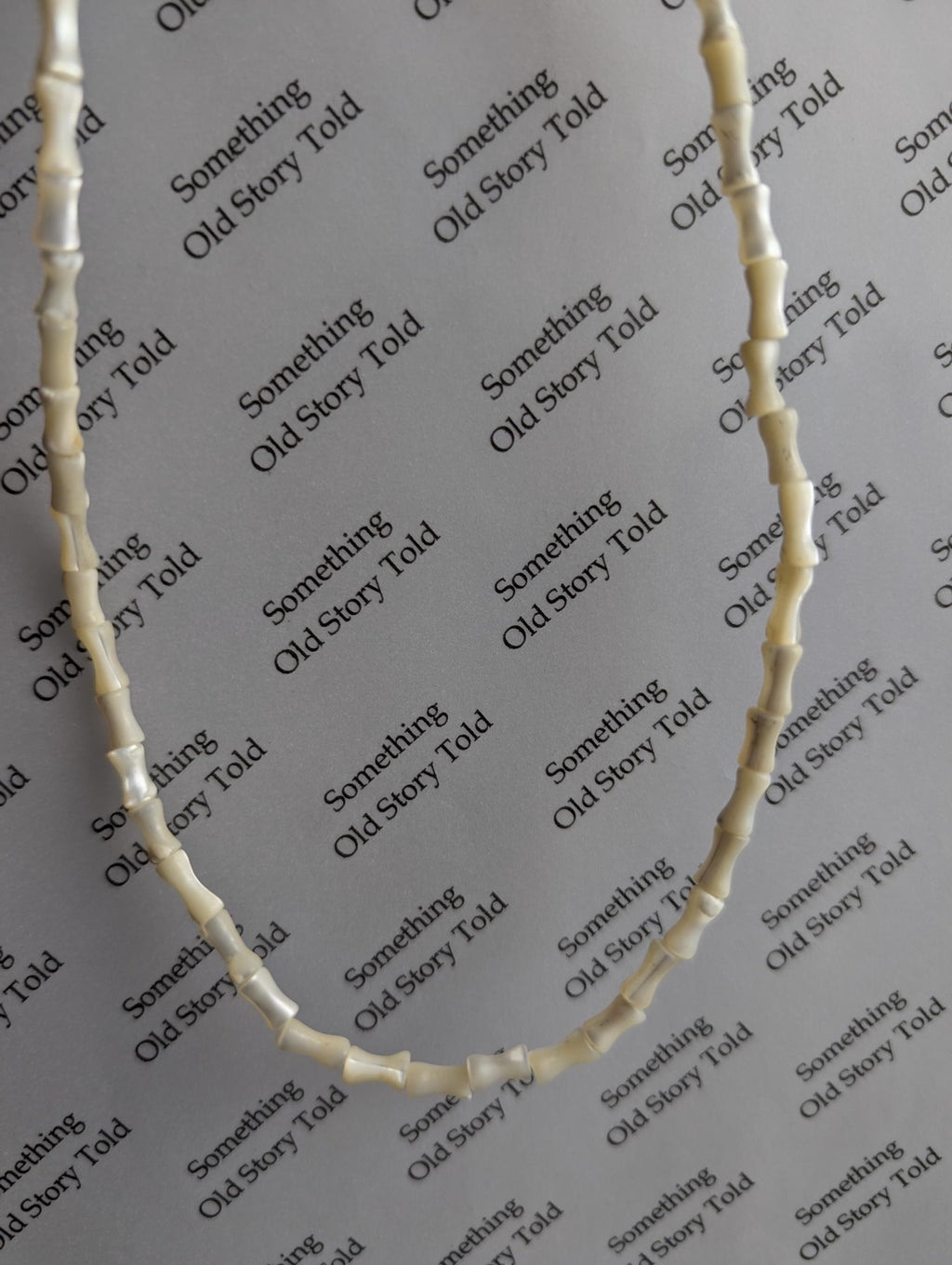 Vintage 1950s Mother of Pearl Necklace | Carved Shell Bar Beads | Mid Century Nautical Choker __etsy:7998342228