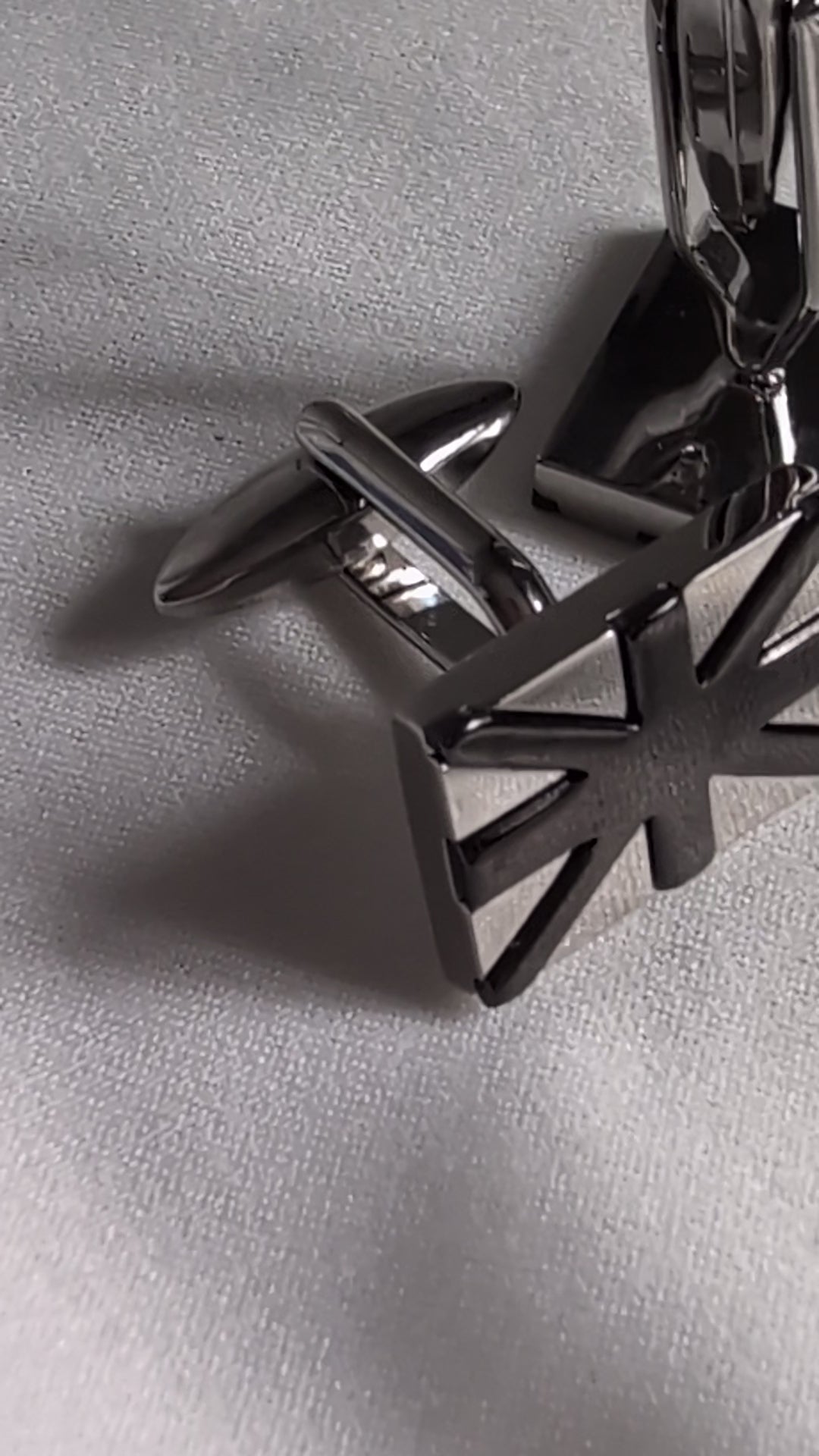 Silver Union Jack Cufflinks, British Flag Gunmetal Cuff Links, Modern Mens Formal Suit Accessories
