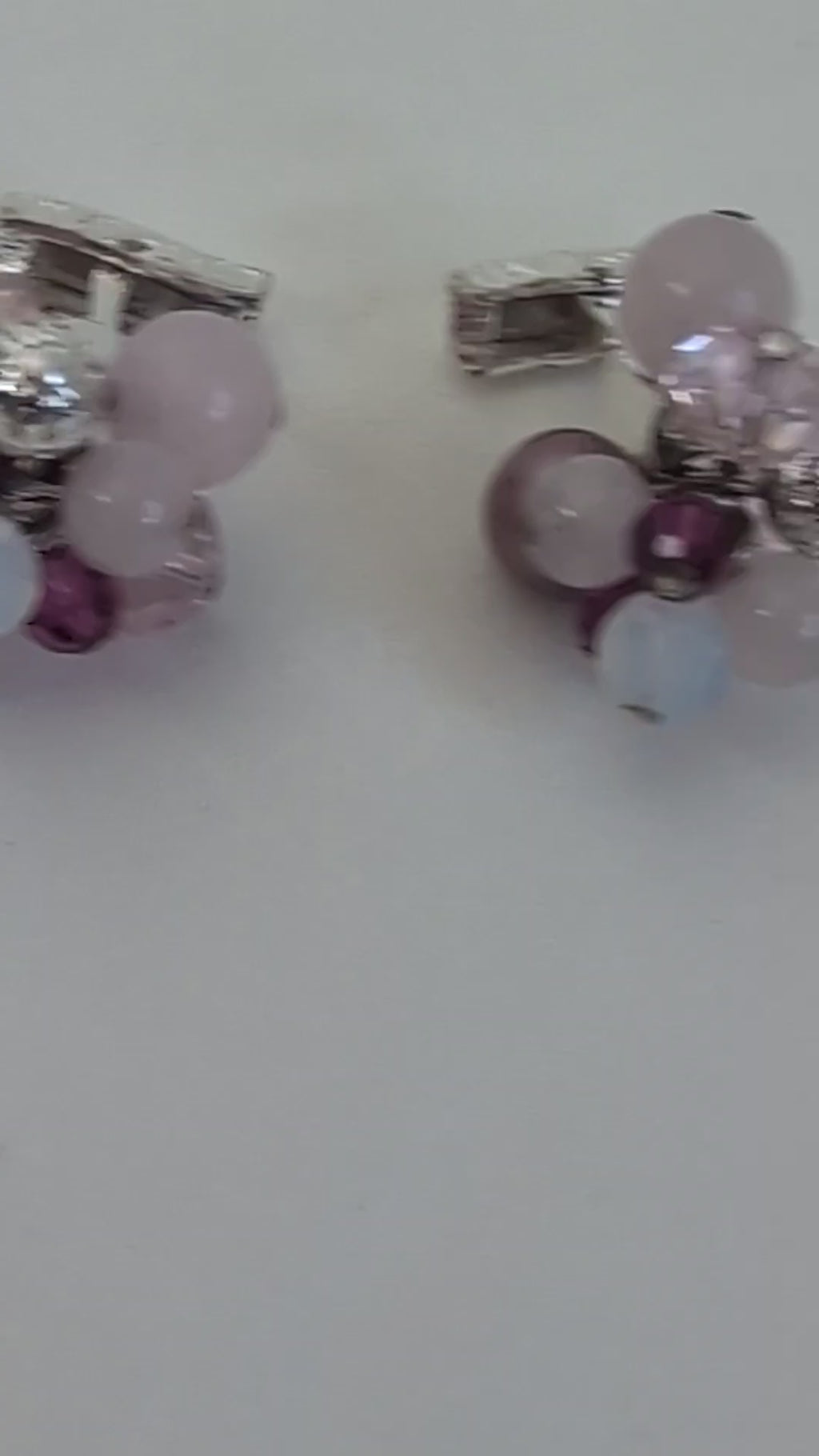 Vintage TM Lewin Beaded Cluster Cufflinks, Pink & Purple Crystal Glass Pearl Cuff Links, Elegant Formal Evening Wedding Groom Cufflinks