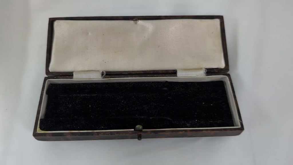 Antique Victorian Faux Tortoiseshell Jewellery Box, Edwardian Pen Case, Gilt Tooled Velvet Lined Presentation Box, Brooch Display Case