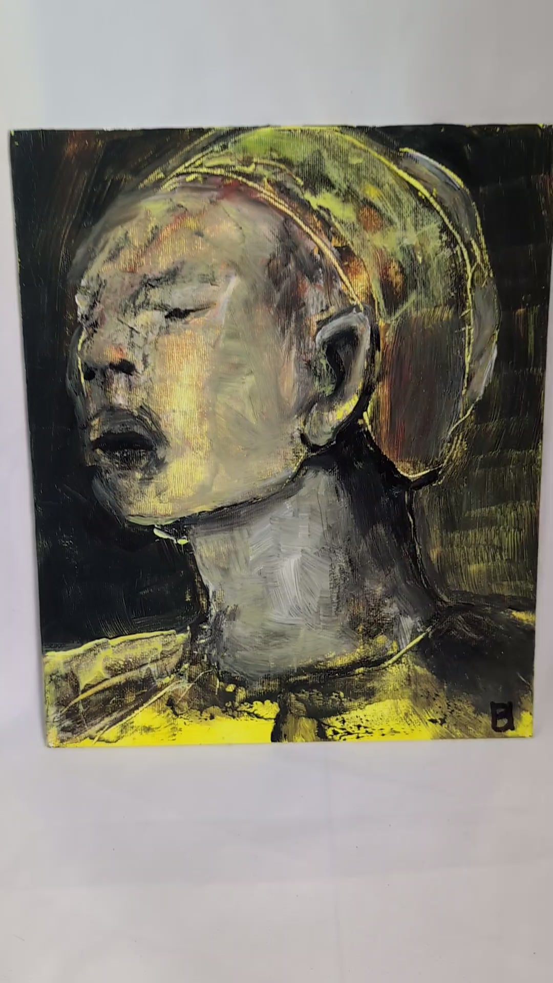 Original Expressionist Portrait Painting, Signed Ben Holme Impasto Canvas Board, Modern Figurative Wall Art