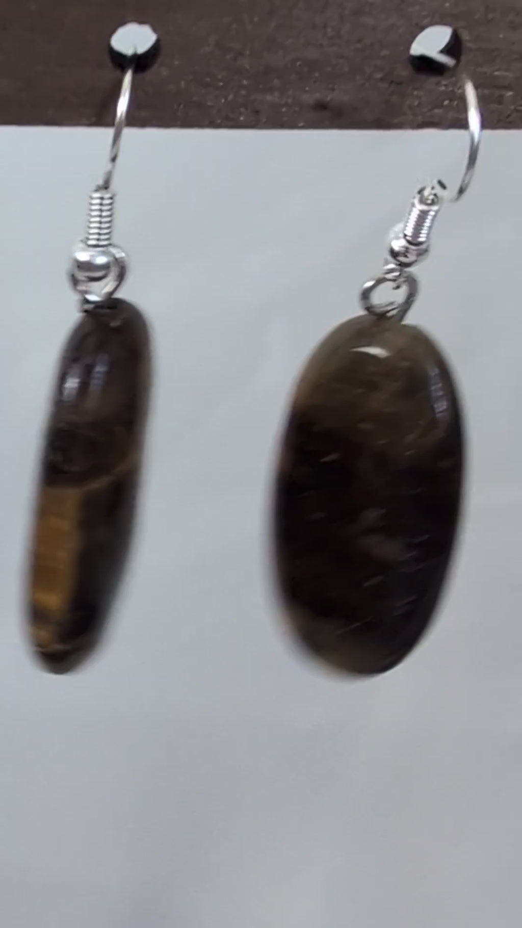 Tiger Eye Earrings, Natural Brown Oval Stone Drop Earrings, Handcrafted Boho Dangle Jewellery, Earthy Gemstone Gift for Her