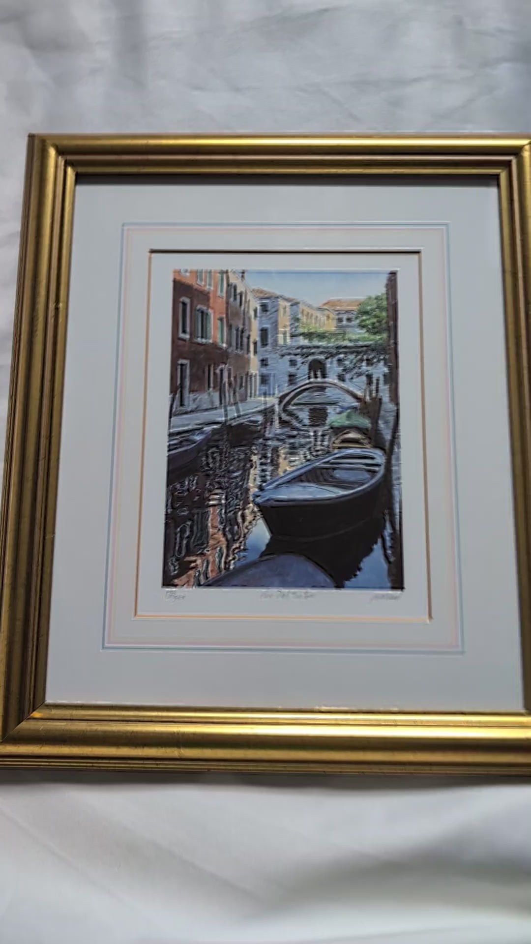 Michael MacDonagh Wood Signed Limited Edition Print 'Rio Del Tintor' – Framed Venetian Canal Watercolour in Moulded Gilt Frame