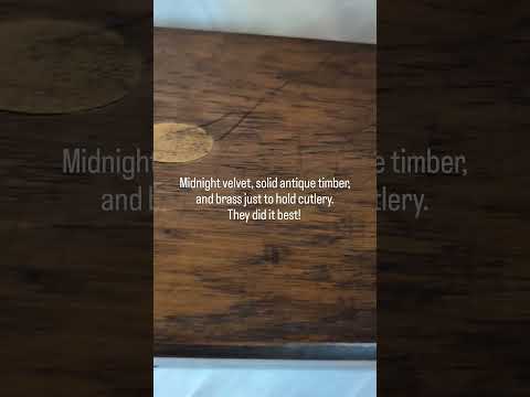 Antique Victorian Mahogany Cutlery Canteen Box – Brass Inlaid Shield Keepsake Trunk / Hanging Jewellery Display & Upcycle Project