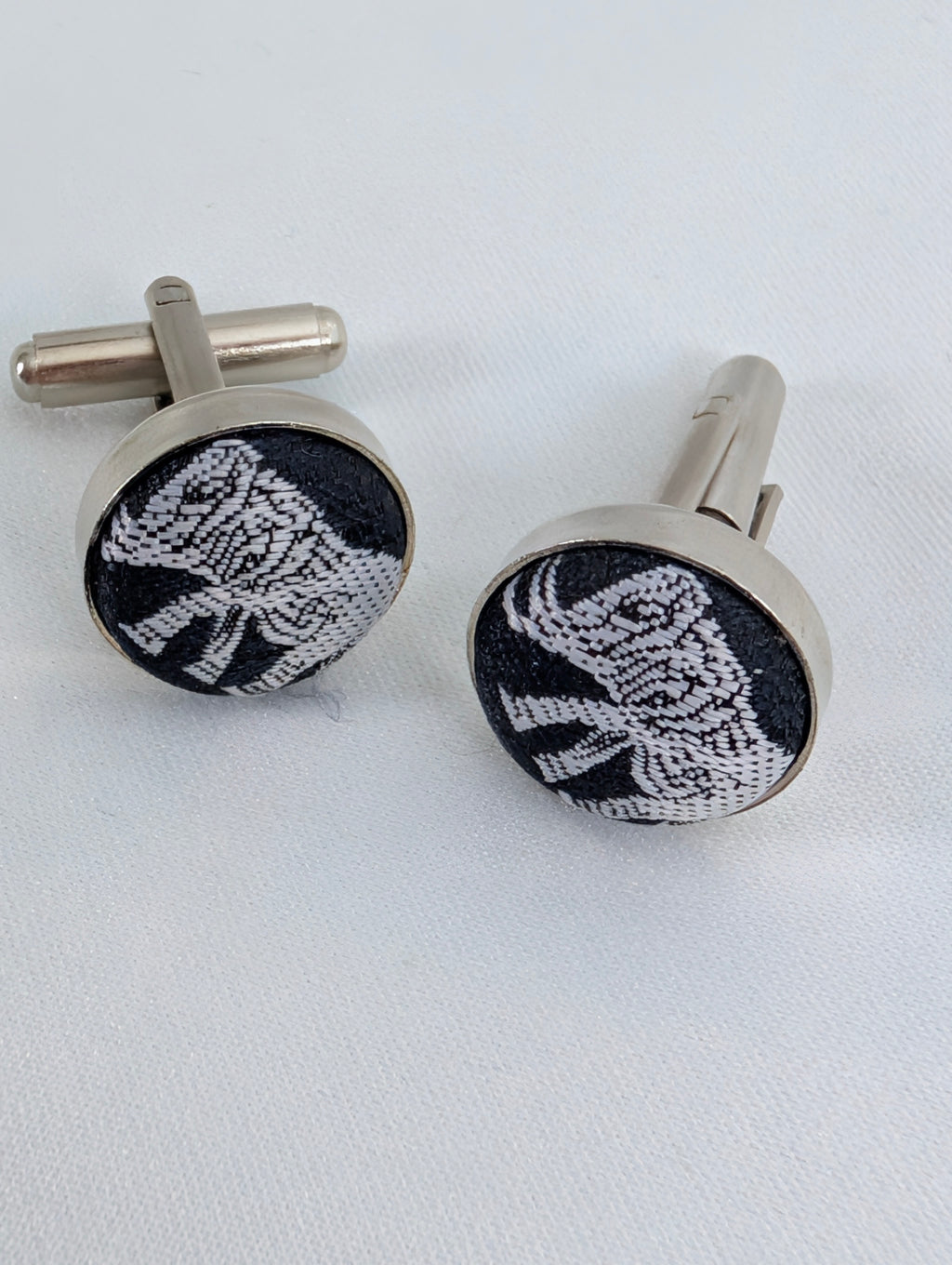Vintage Woven Elephant Cufflinks, Silver Tone Bullet Back Animal Cuff Links, Boho Safari Formal Mens Accessories