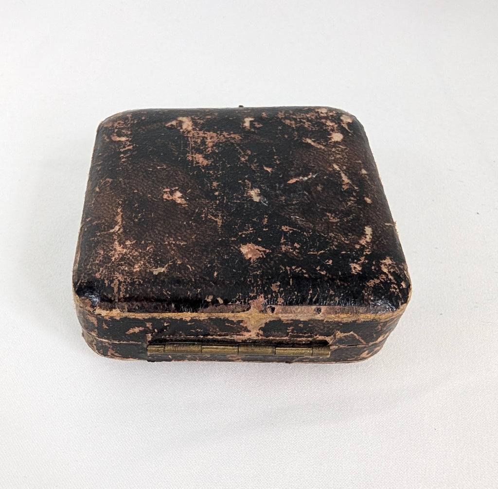 Antique Jewellery Box Leather Push Button Ring Case, Edwardian Velvet Trinket Box, Collingwood and Son Presentation Box, Vintage.
