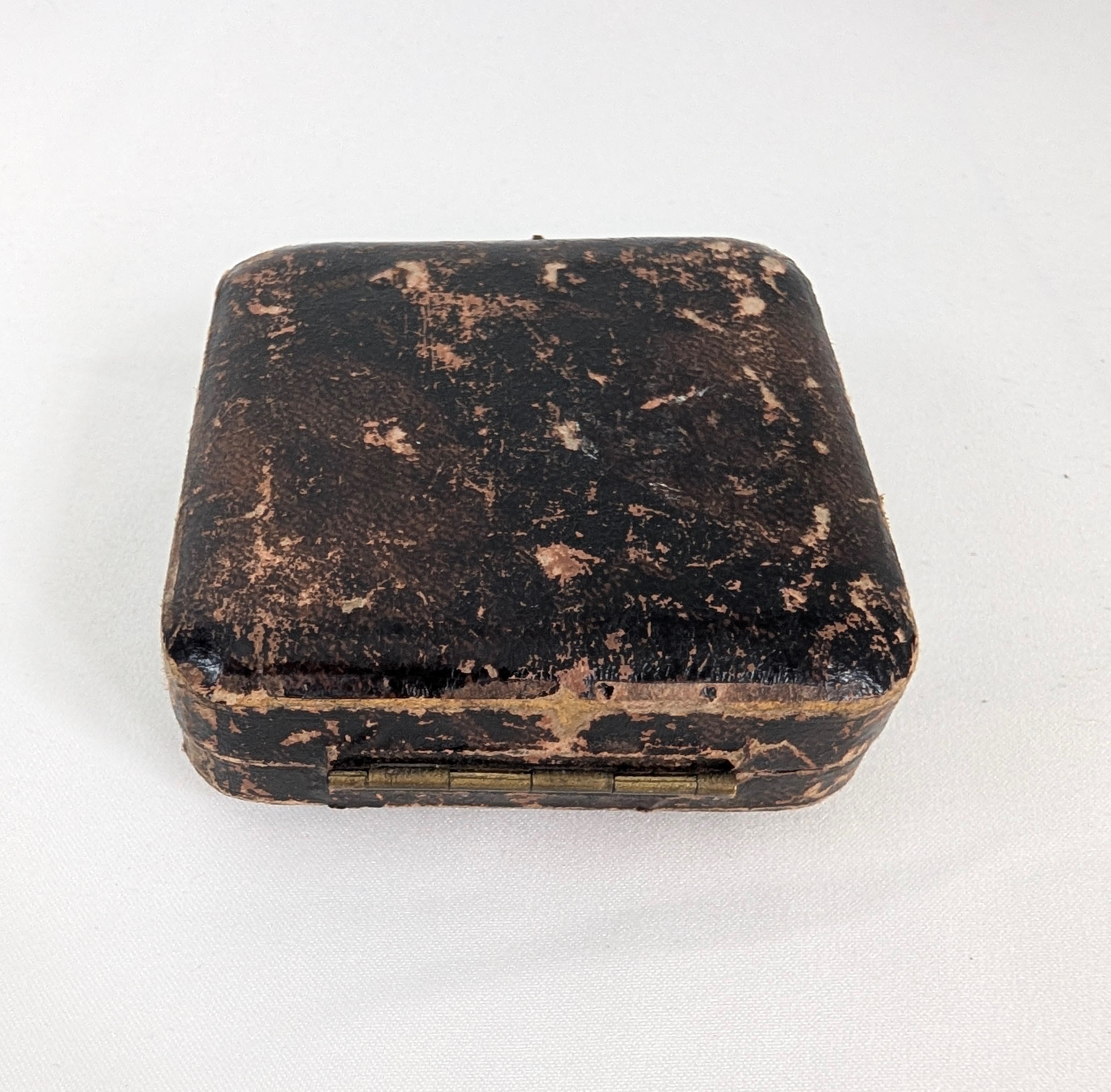 Antique Jewellery Box Leather Push Button Ring Case, Edwardian Velvet Trinket Box, Collingwood and Son Presentation Box, Vintage.
