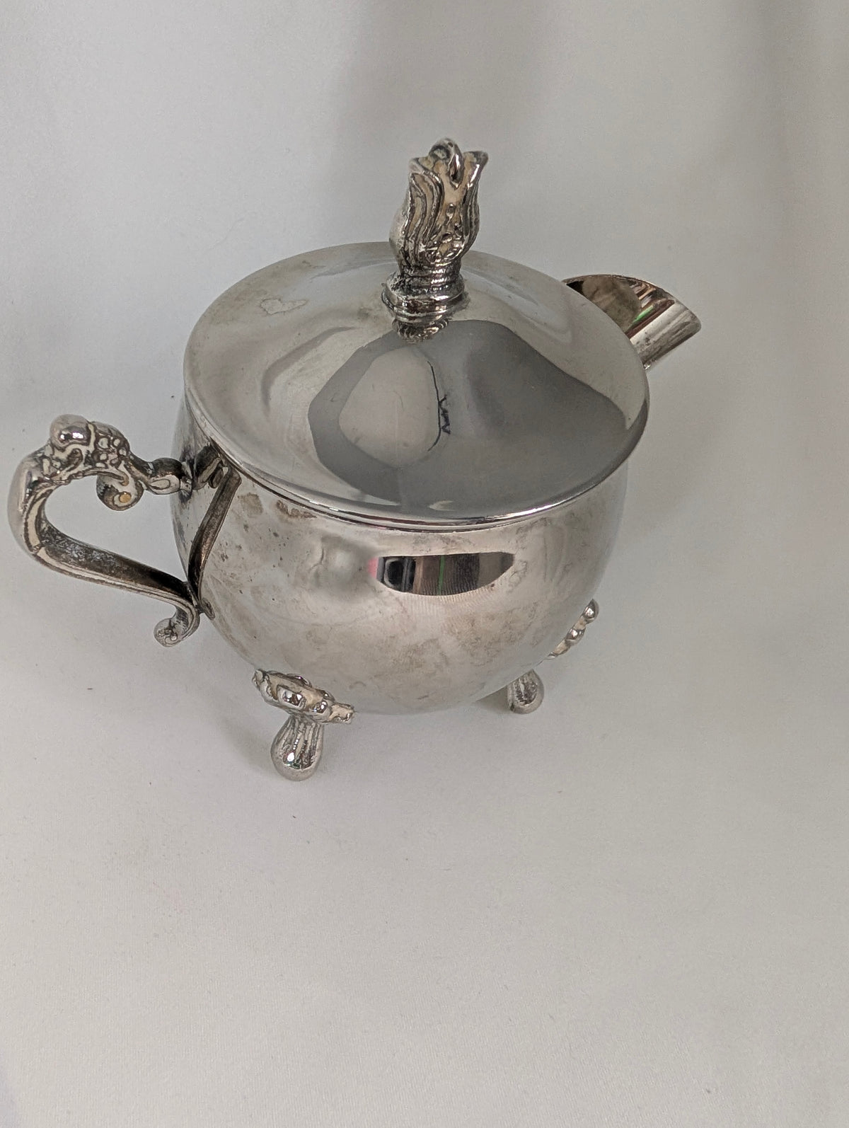 Vintage Sheffield Silver Plated 3-Piece Tea Service – Rococo Style Teapot, Lidded Sugar Bowl & Milk Jug on Cabriole Feet