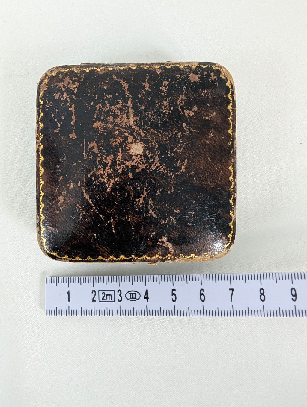Antique Jewellery Box Leather Push Button Ring Case, Edwardian Velvet Trinket Box, Collingwood and Son Presentation Box, Vintage.