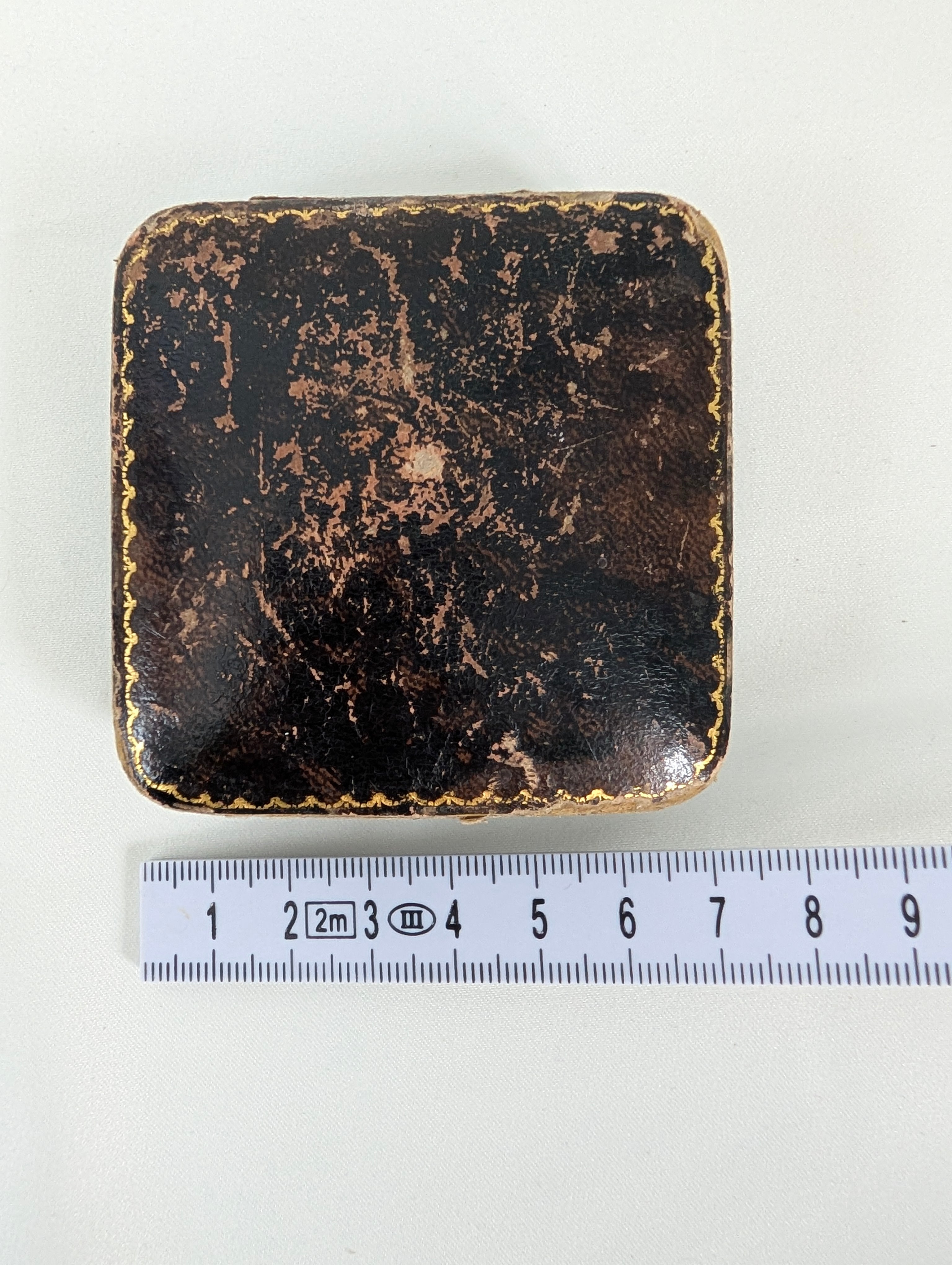 Antique Jewellery Box Leather Push Button Ring Case, Edwardian Velvet Trinket Box, Collingwood and Son Presentation Box, Vintage.