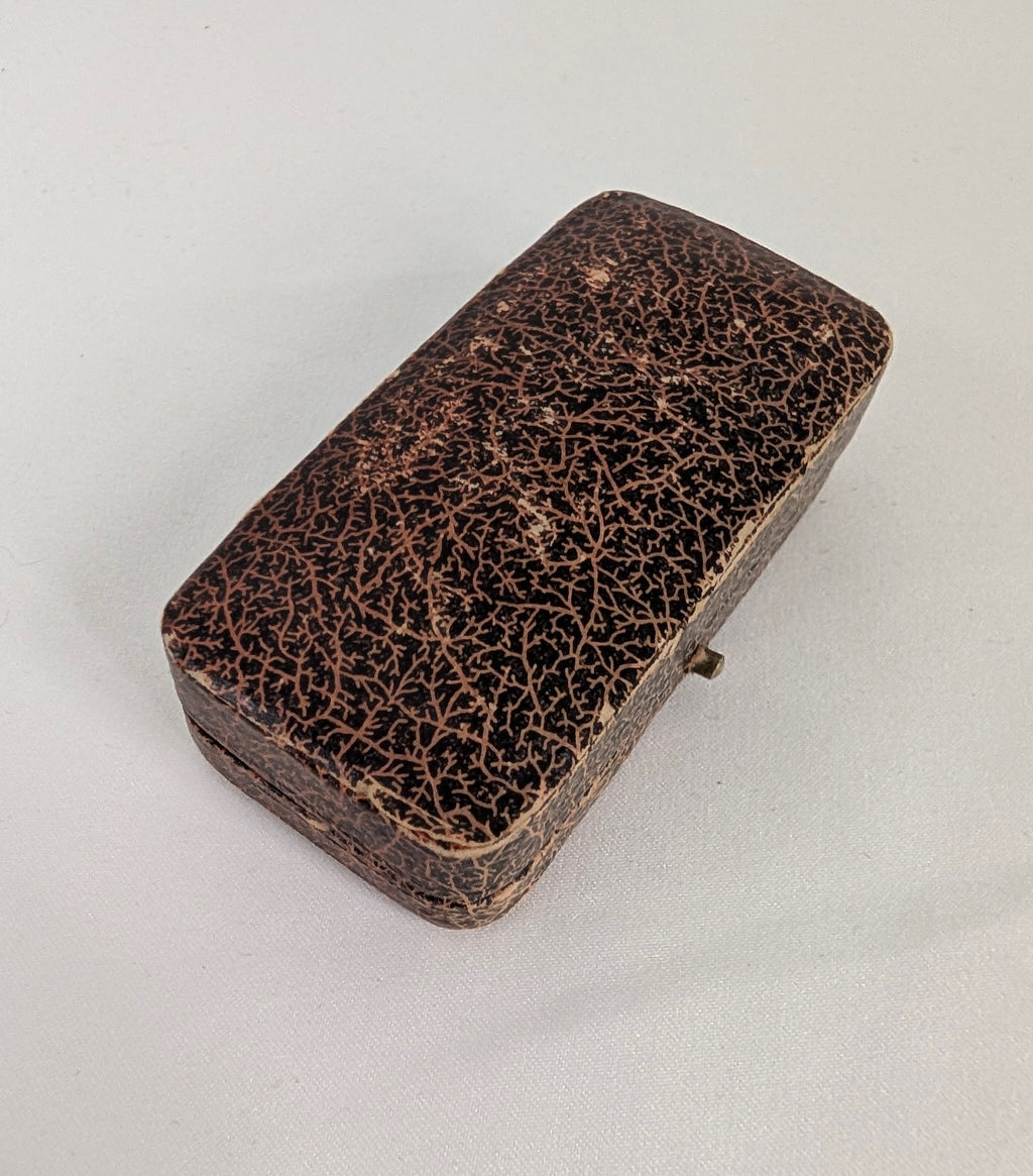 Antique Victorian Ring Box Faux Tortoiseshell Leatherette Ring Case, Velvet Silk Lined Engagement Proposal Box, Photography Prop Display