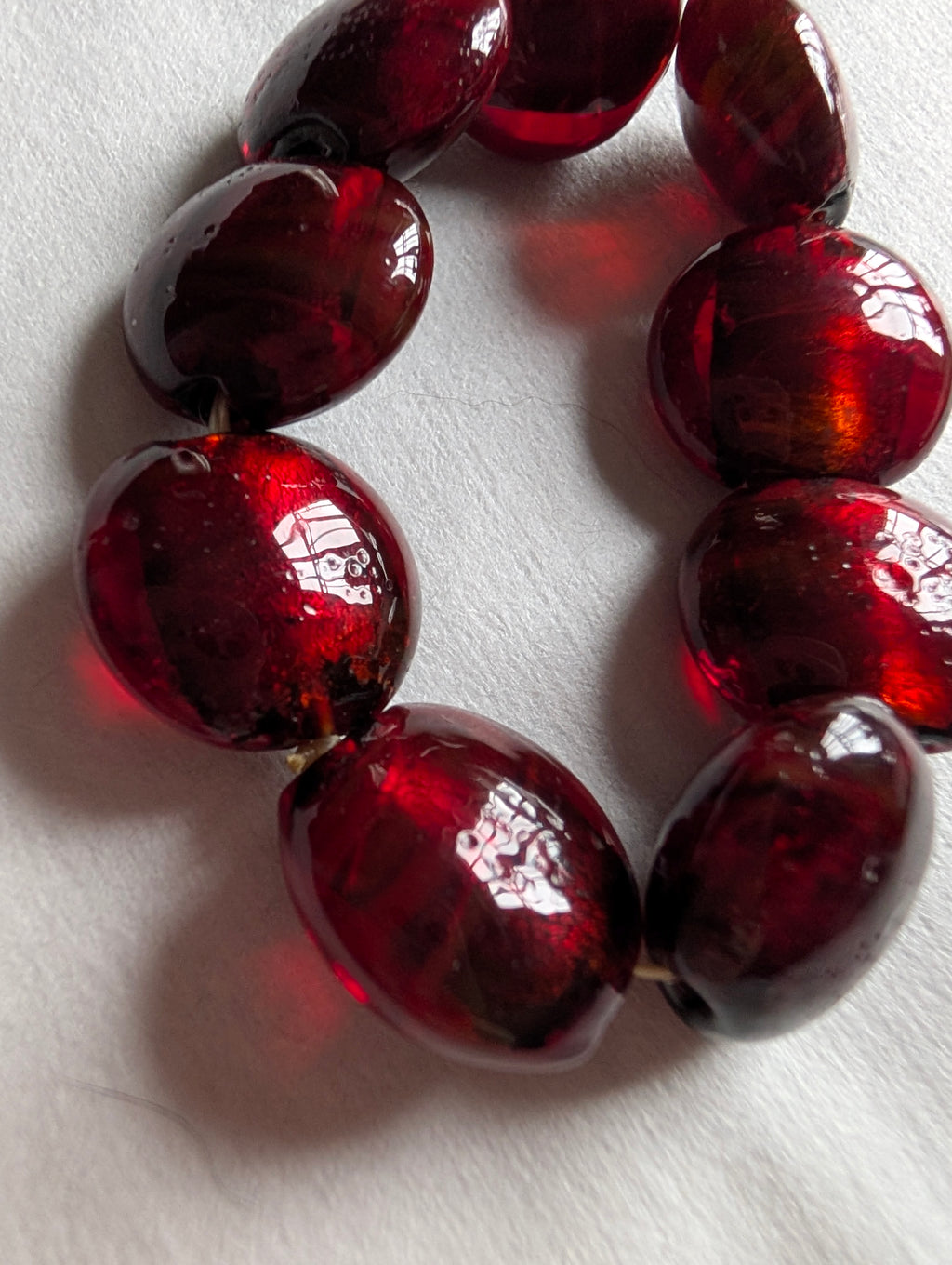 Vintage Cherry Glass Chunky Nugget Pebble Bead Stretch Bracelet, Deep Cherry Red Translucent Statement Bangle, Gift for Her