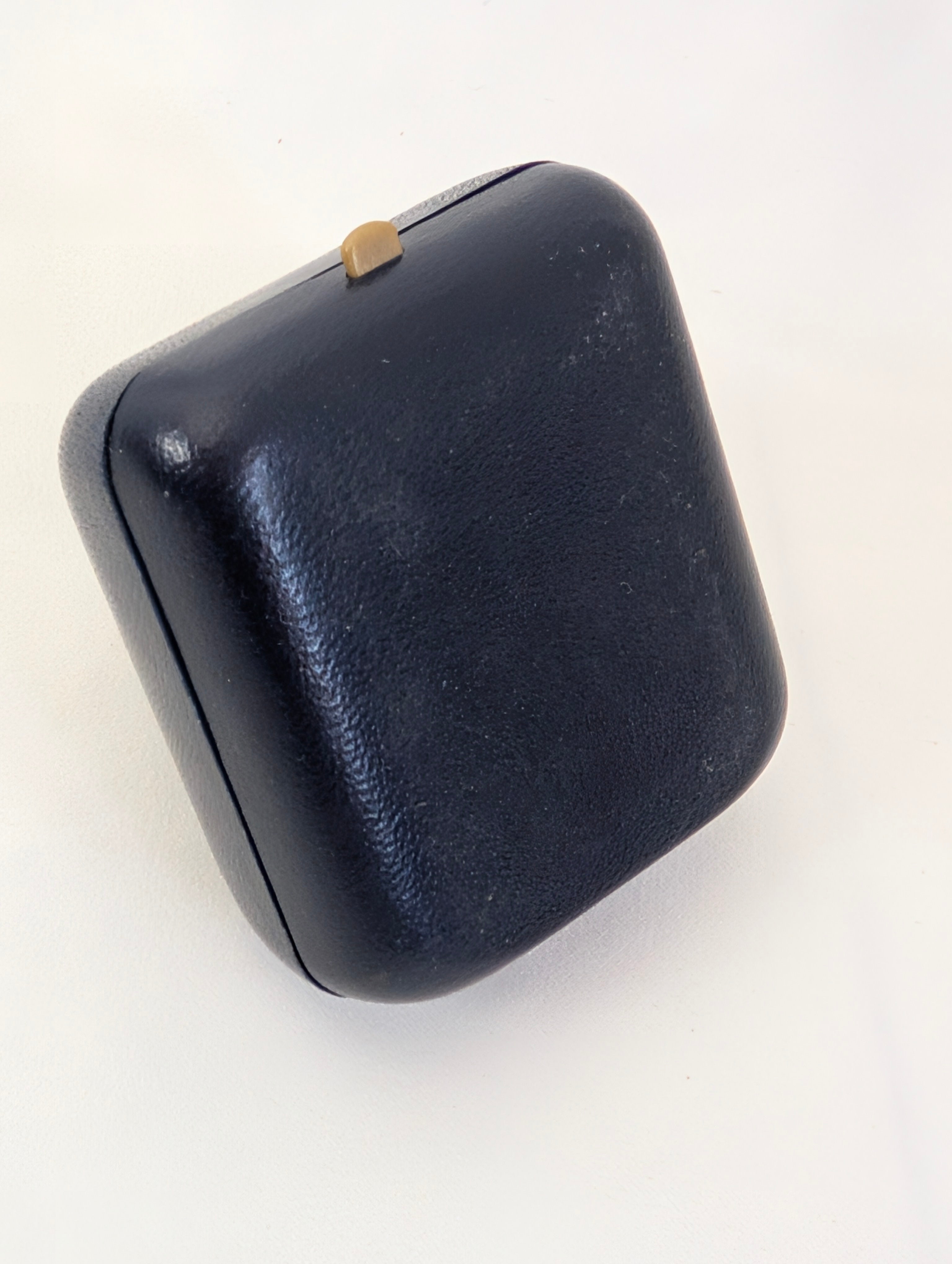 Vintage Ring Box Black Domed Leatherette Jewellers Box, WF Goldstraw Goldsmith Leek Staffordshire, Antique Engagement Ring Display Box