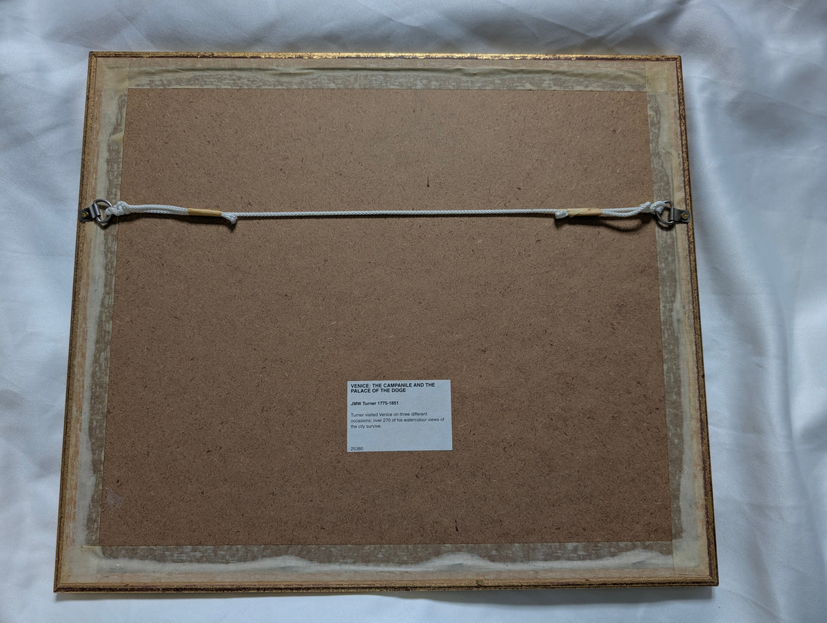 Framed J.M.W. Turner Watercolour Print – 'Venice: The Campanile and the Palace of the Doge' in Distressed Gilt Frame