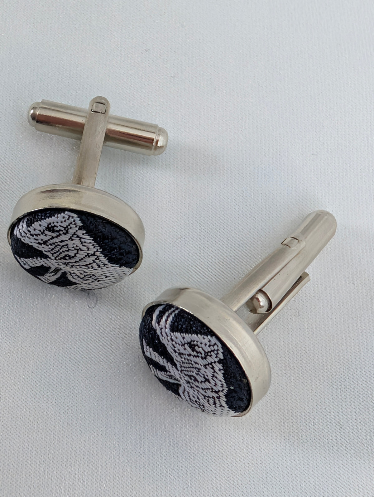 Vintage Woven Elephant Cufflinks, Silver Tone Bullet Back Animal Cuff Links, Boho Safari Formal Mens Accessories
