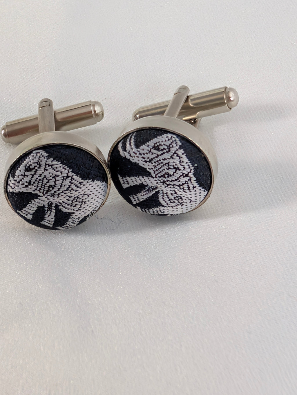 Vintage Woven Elephant Cufflinks, Silver Tone Bullet Back Animal Cuff Links, Boho Safari Formal Mens Accessories