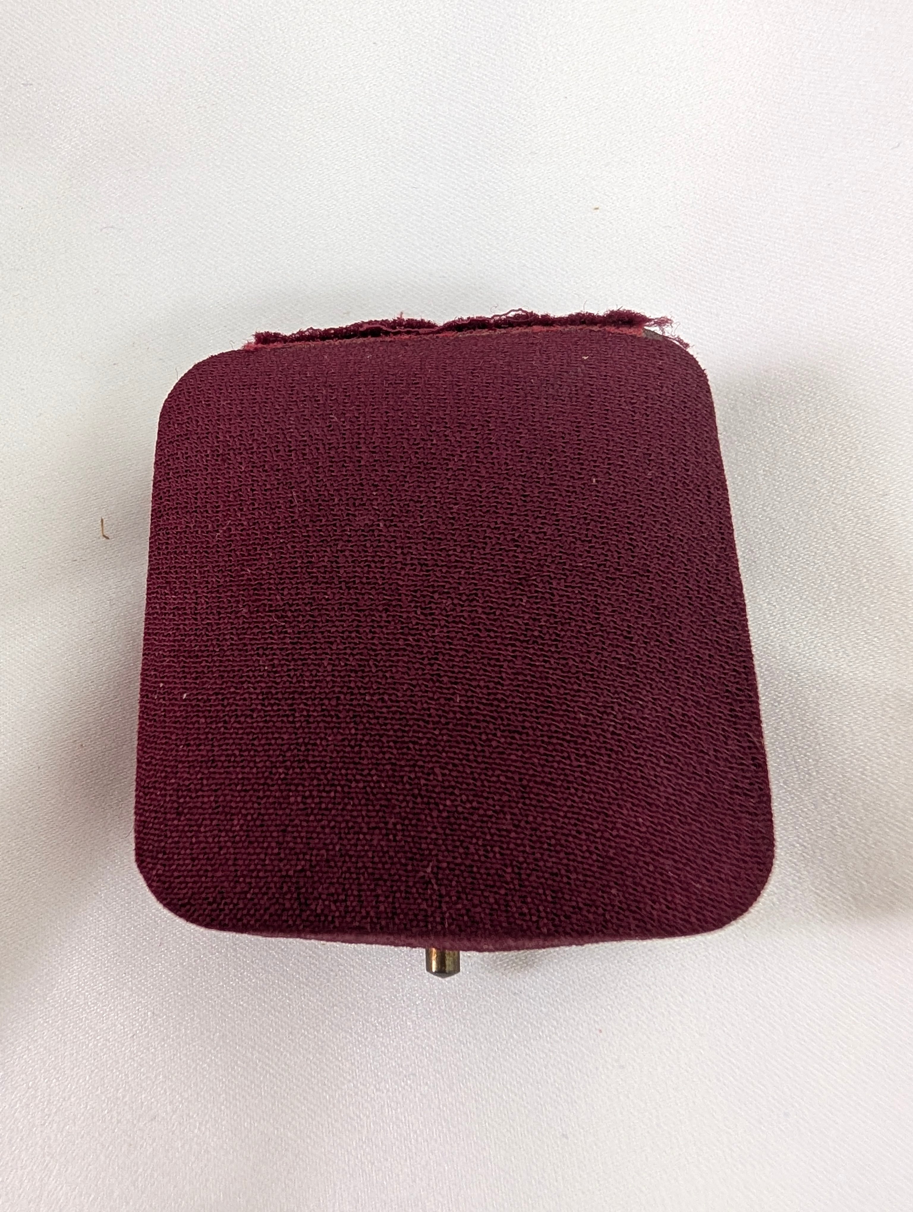 Antique Lotus Pearls Jewellery Box, Vintage 1930s Burgundy Earring Box, English Presentation Case, Push Button Clasp