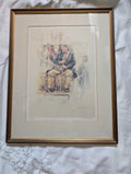Ros Goody Signed Limited Edition Print (1983) – 'The Gamekeeper' Traditional Country Pursuits Study in Fluted Gilt Frame