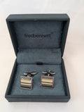 Fred Bennett Cufflinks, Silver Tone Striped Enamel Square Cufflinks, Designer Mens Suit Accessories, Groomsman Father of the Bride Gift