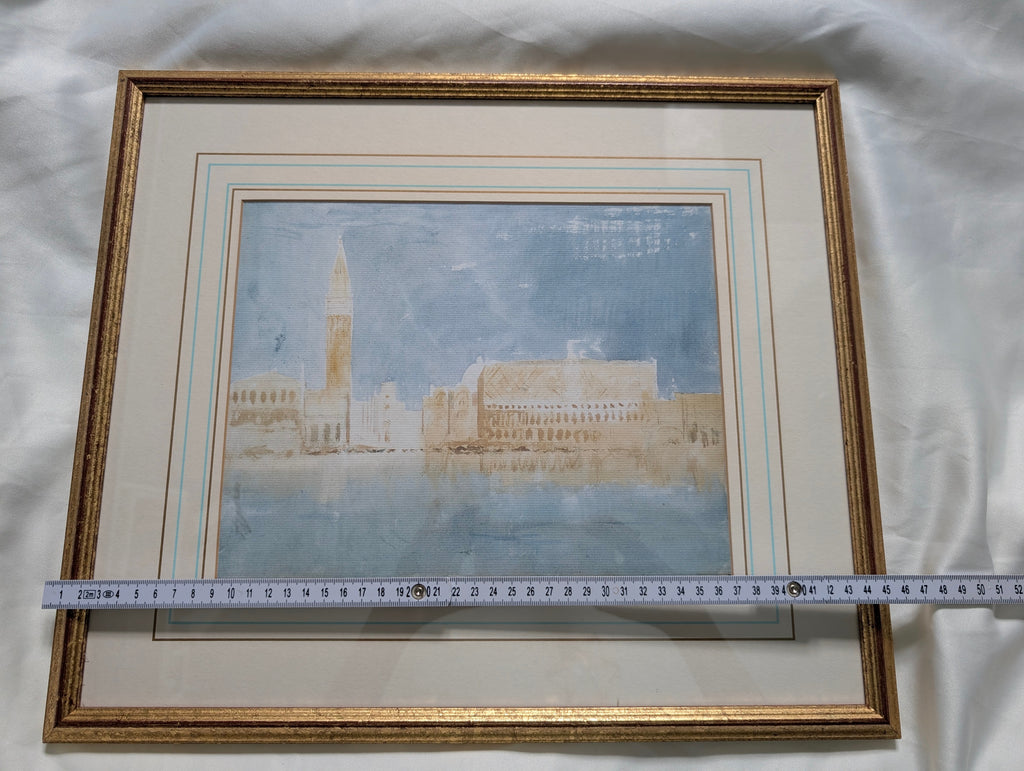 Framed J.M.W. Turner Watercolour Print – 'Venice: The Campanile and the Palace of the Doge' in Distressed Gilt Frame