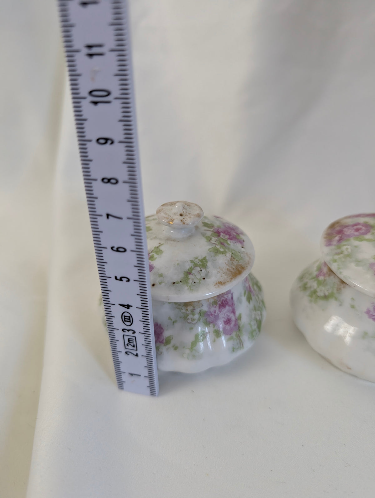 Antique Limoges Porcelain Vanity Set 4 Piece, French W.G. & Co Floral Vanity Bundle, Candlestick Bud Vase Lidded Trinket Pots