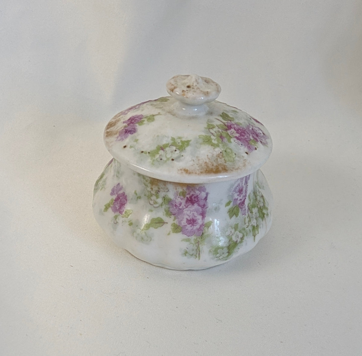Antique Limoges Porcelain Vanity Set 4 Piece, French W.G. & Co Floral Vanity Bundle, Candlestick Bud Vase Lidded Trinket Pots