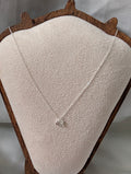 Sterling Silver 925 Initial 'R' & Solitaire Crystal Charm Necklace – Dainty Pavé Letter Pendant with Adjustable Extender