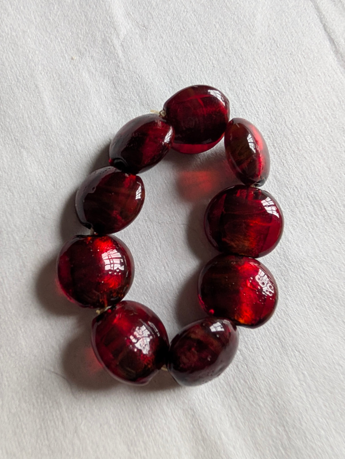 Vintage Cherry Glass Chunky Nugget Pebble Bead Stretch Bracelet, Deep Cherry Red Translucent Statement Bangle, Gift for Her