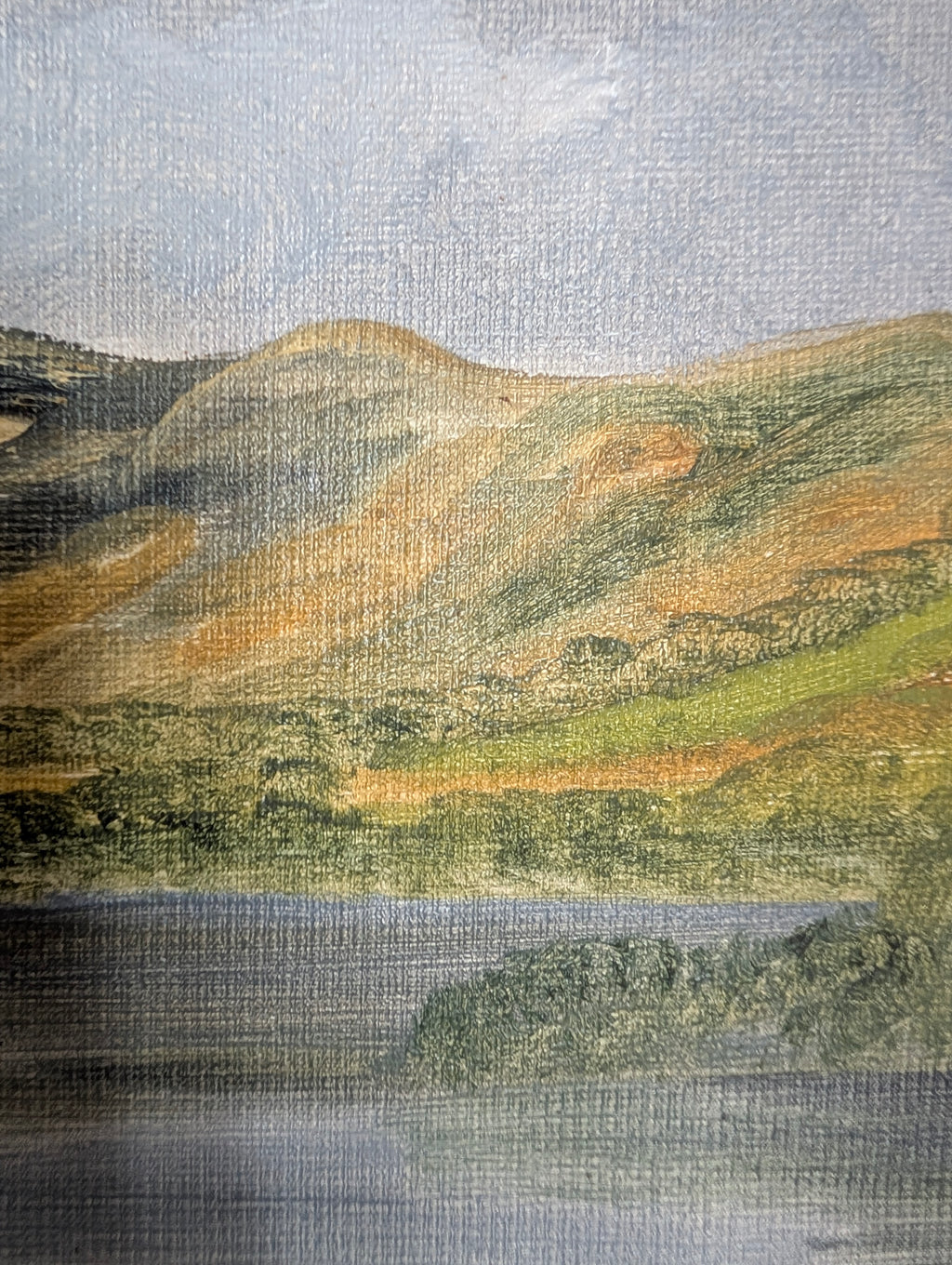 Coniston Water Lake District Original Oil Painting 1982 by Mary Edmondson, Framed Vintage English Country Landscape Wall Art, Cumbria